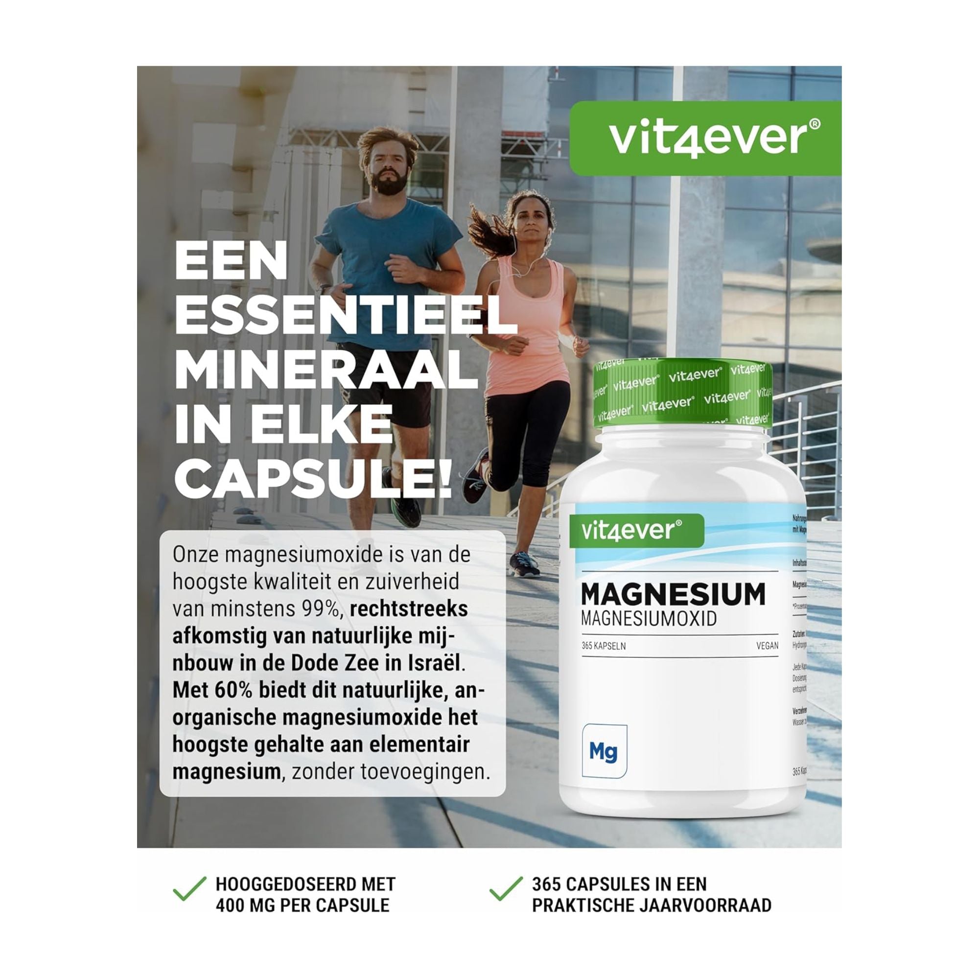 Magnesiumoxide 400mg | 365 Capsules | Vit4ever