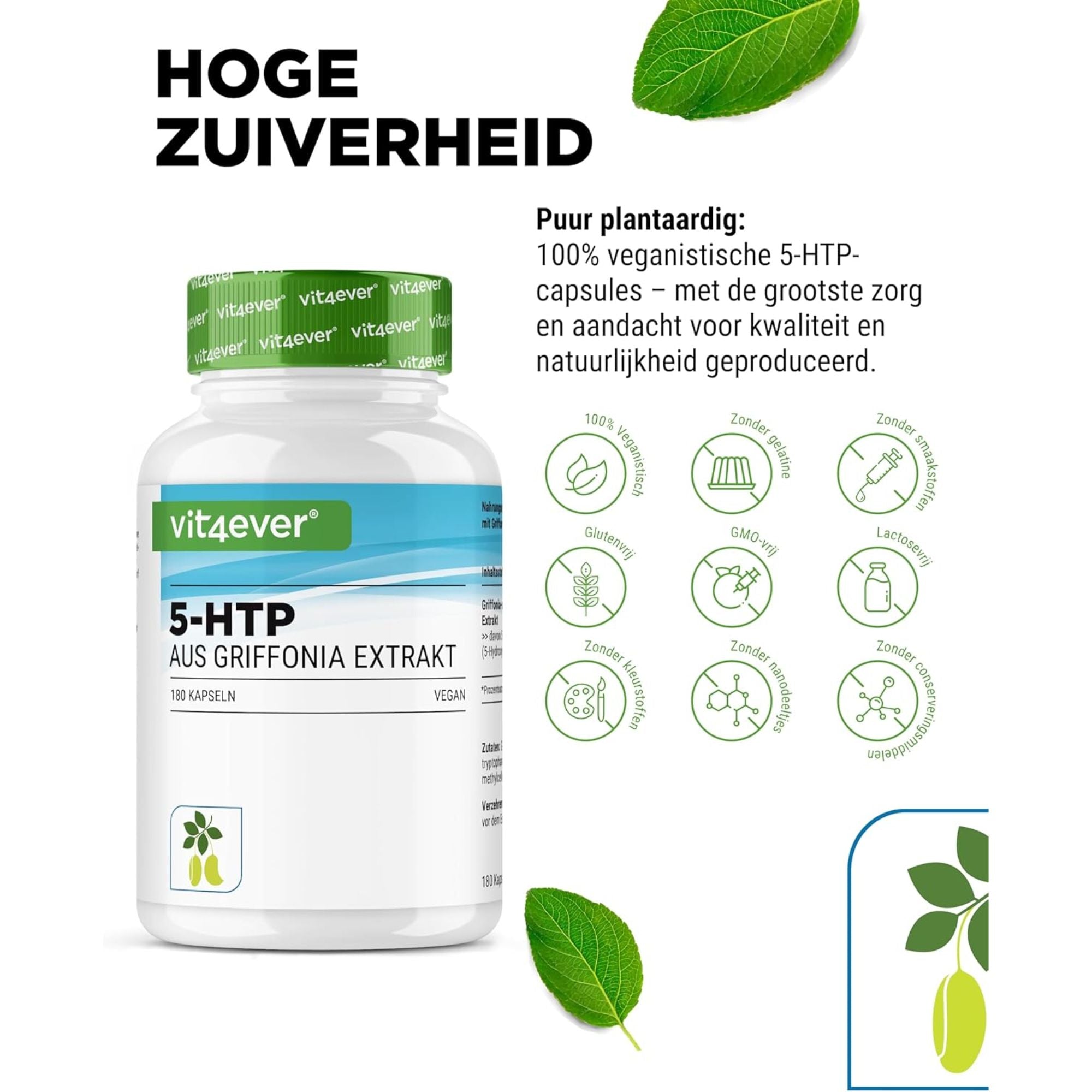 5-HTP 100mg Griffonia-extract | 180 Capsules | Vit4ever