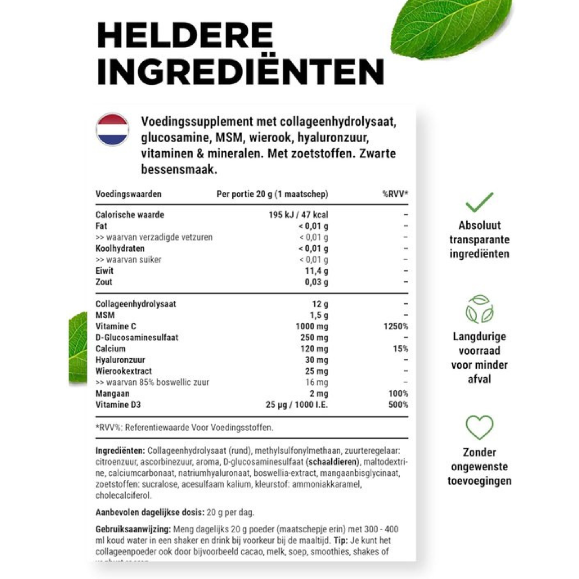 Vit4ever Collageen Plus Zwarte Bes - voedingssupplement zonder onnodige toevoegingen