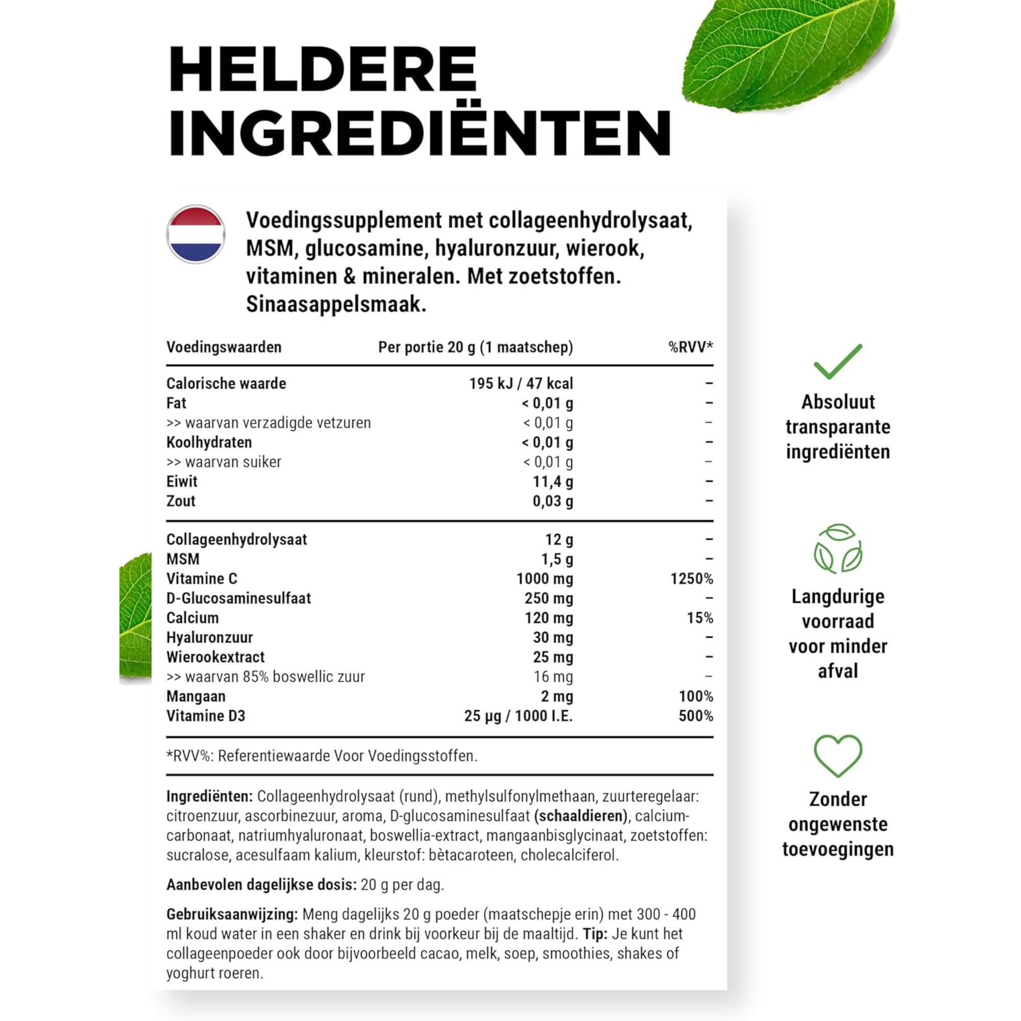 Collageen Plus Sinaasappel | 500g | Vit4ever