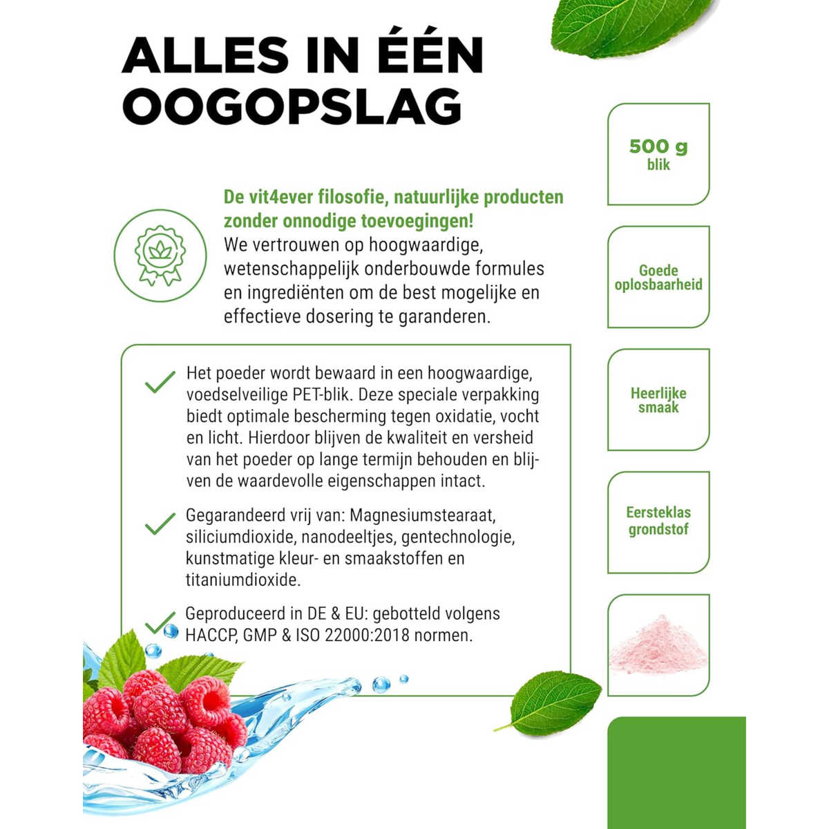 Vit4ever Collageen Plus Aardbei-Framboos - eenvoudig op te lossen in een drank