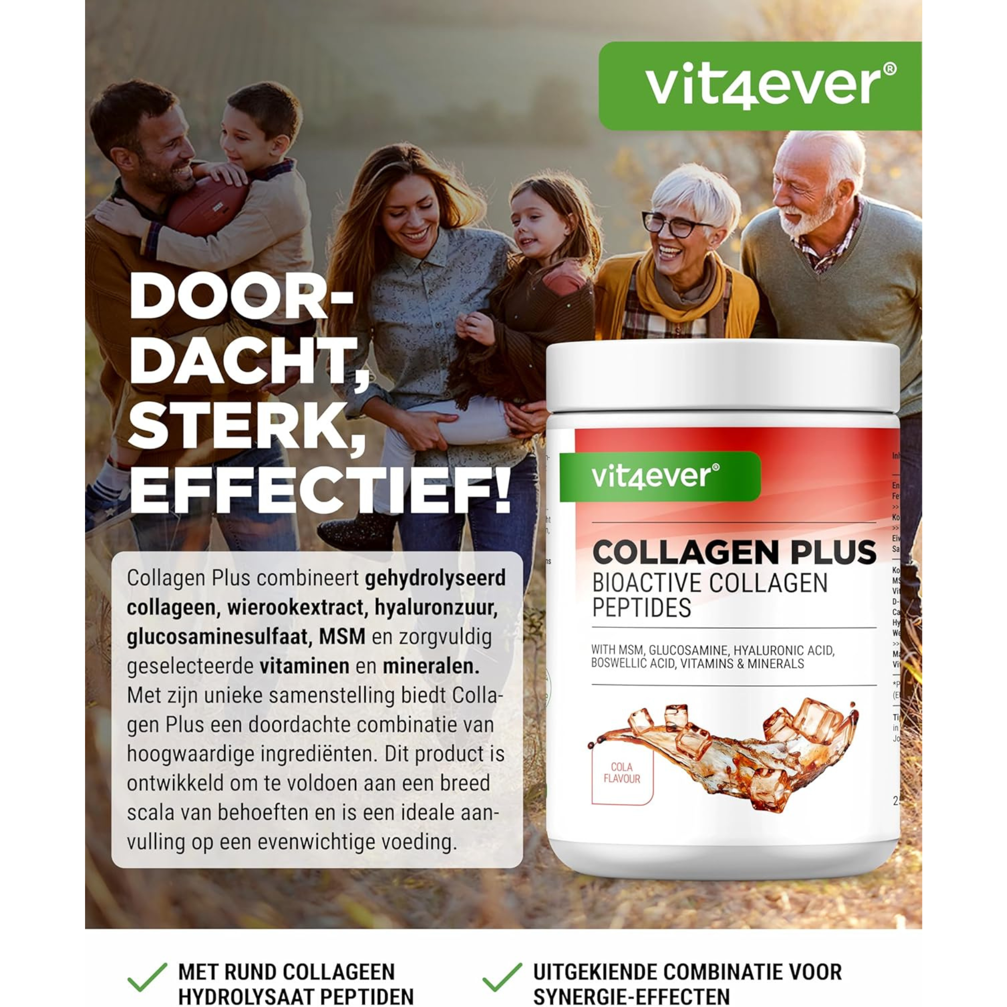 Vit4ever Collageen Plus Cola - voedingssupplement zonder onnodige toevoegingen