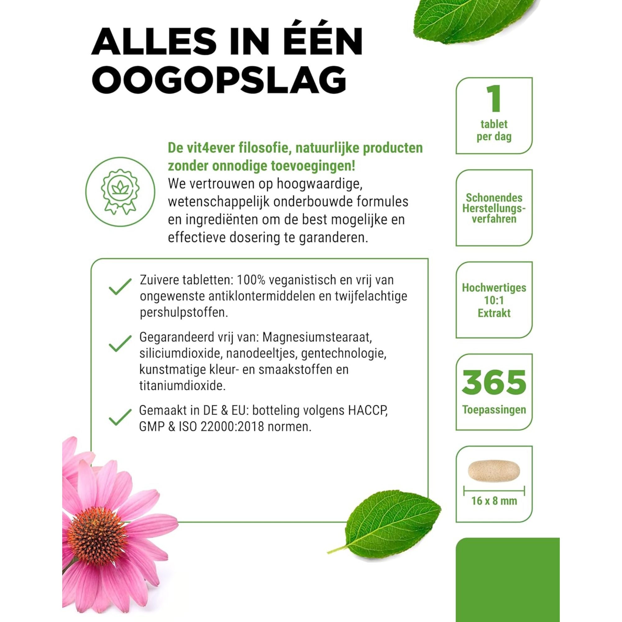 Vit4ever Echinacea Purpurea 500mg - van hoge zuiverheid