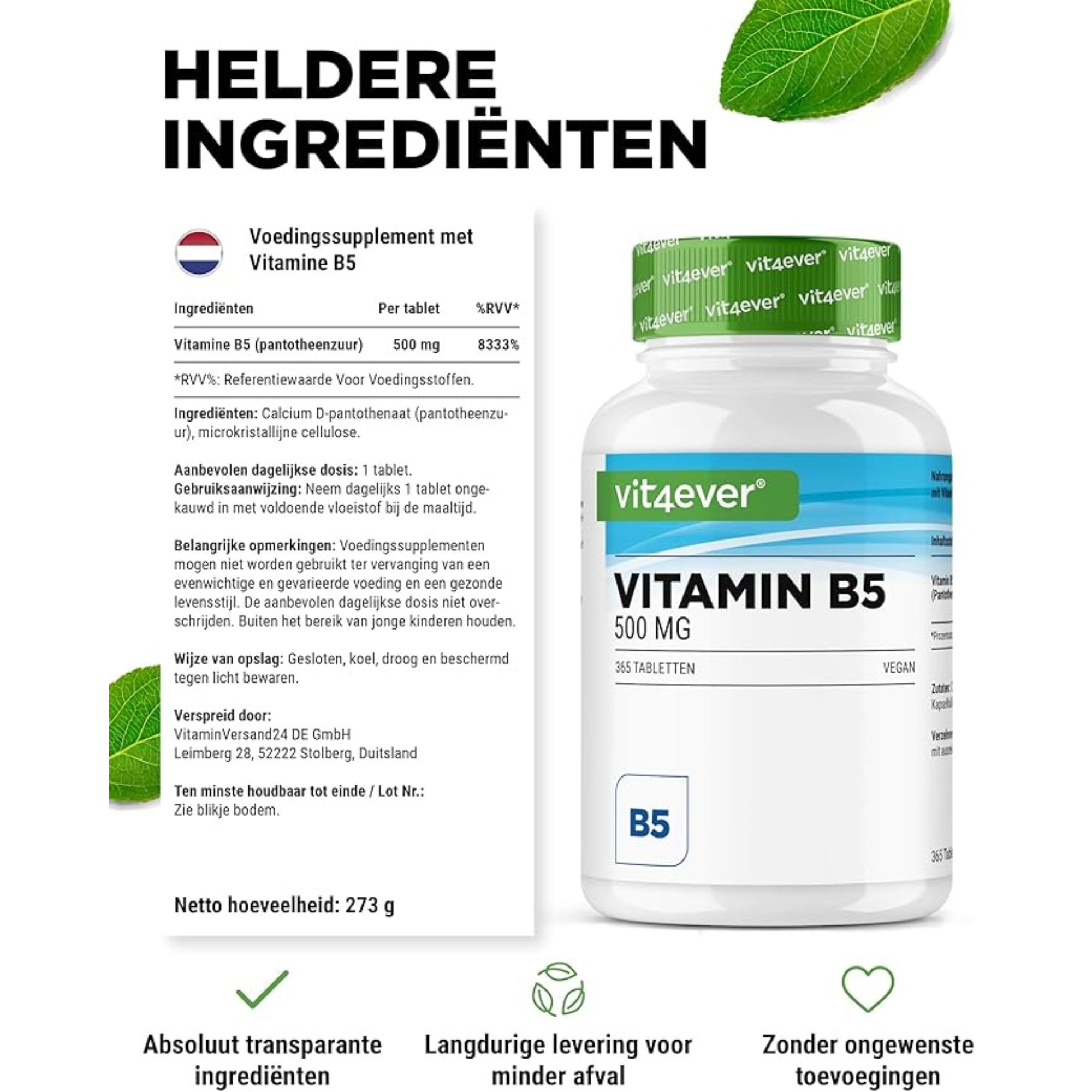Vitamine B5 tabletten Vit4ever