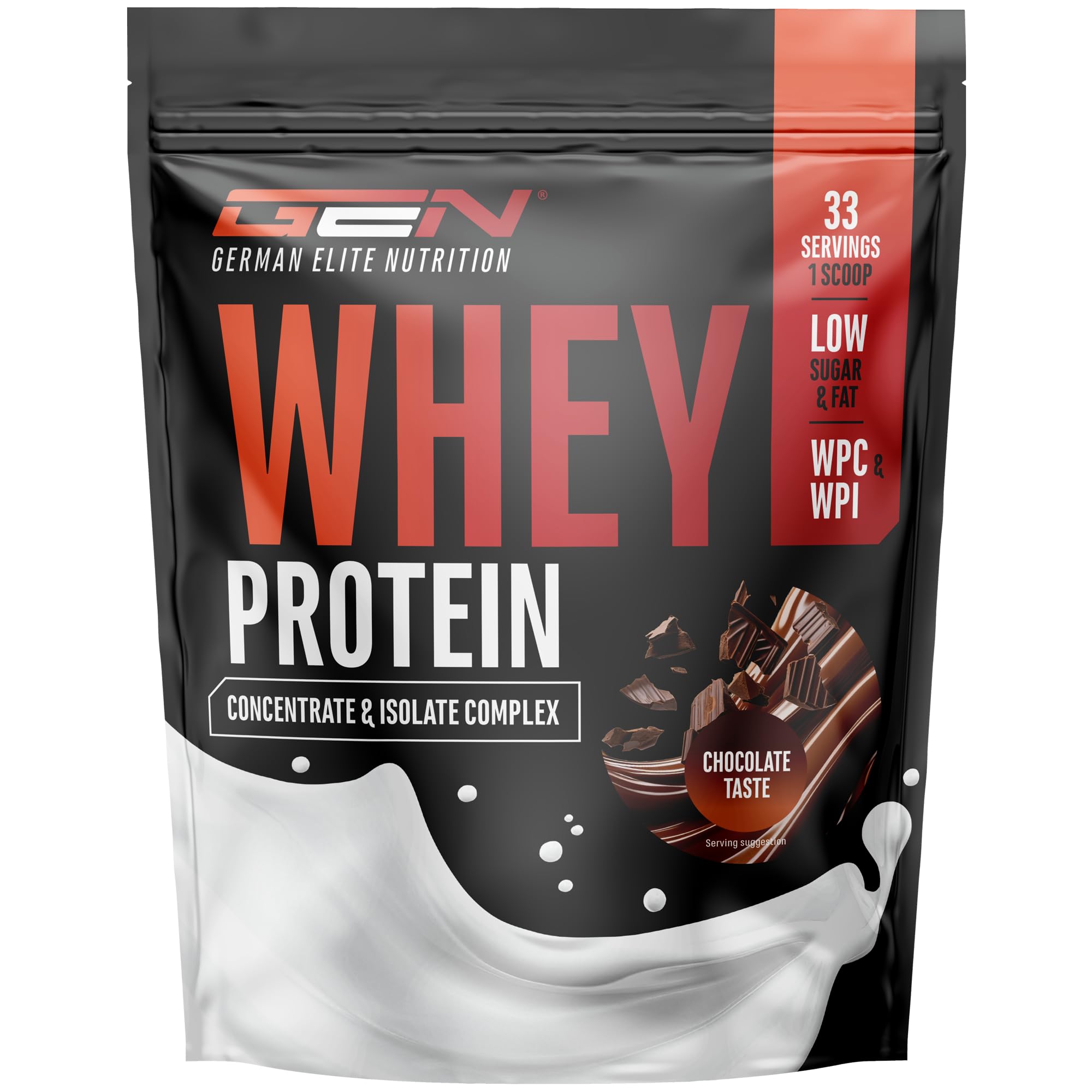 GEN Whey Protein Complex Chocolade 1 kg - eiwitpoeder met wei-concentraat en isolaat