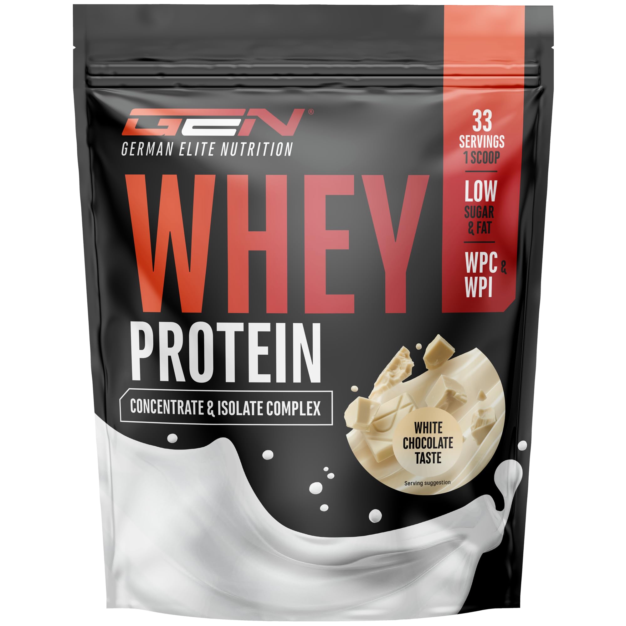 GEN Whey Protein Complex Witte chocolade 1 kg - eiwitpoeder met wei-concentraat en isolaat