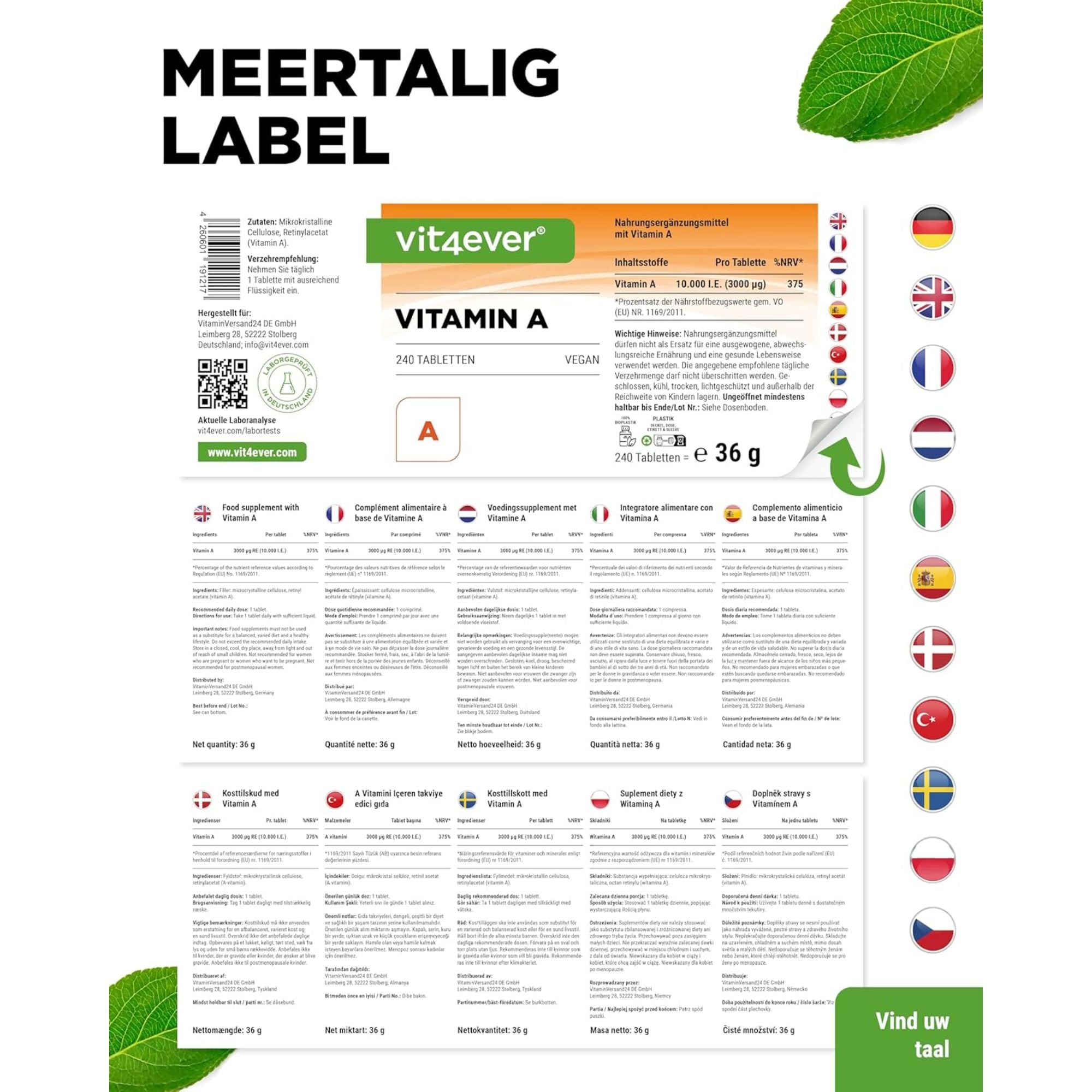 Vitamin A - Retinylacetat - 10.000 IE