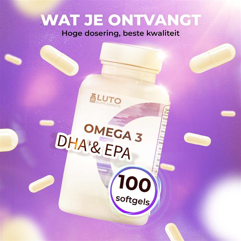 Omega 3 DHA & EPA | 100 Softgels | LUTO Supplements