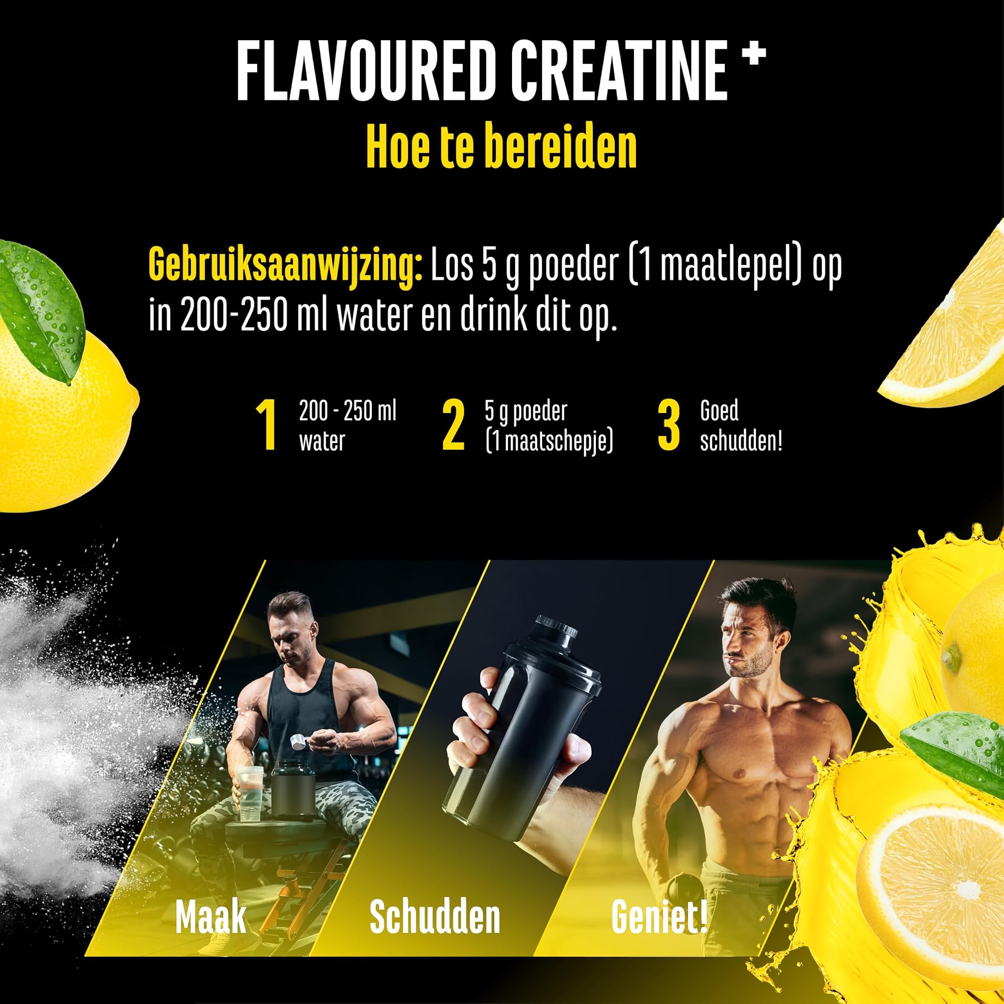 German Elite Nutrition Flavoured Creatine+ Citroen 550 g - sportsupplement met goede oplosbaarheid