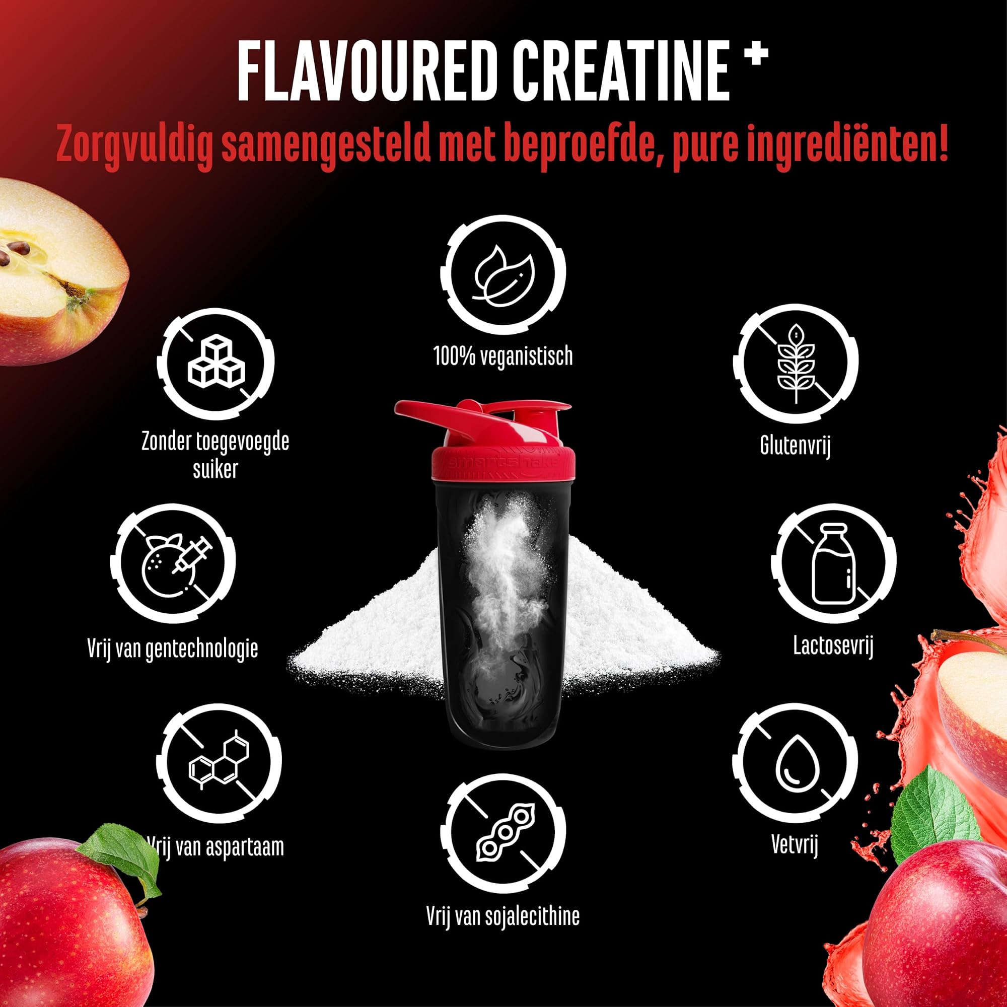 German Elite Nutrition Flavoured Creatine+ Rode Appel 550 g - sportsupplement voor dagelijks gebruik