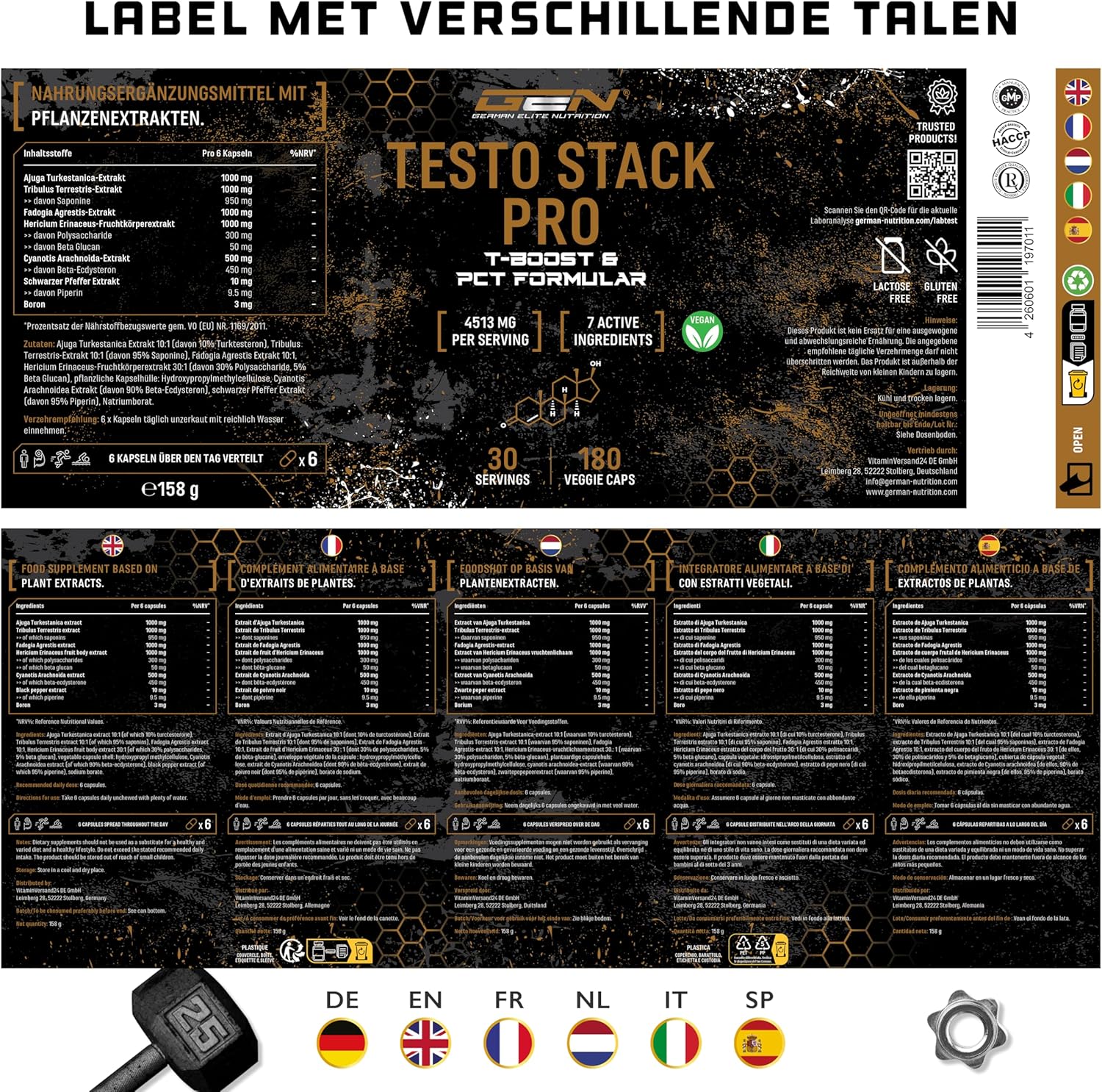 Testo Stack Pro (Testosteron-Boost & PCT-Formel) | 180 Kapseln | German Elite Nutrition