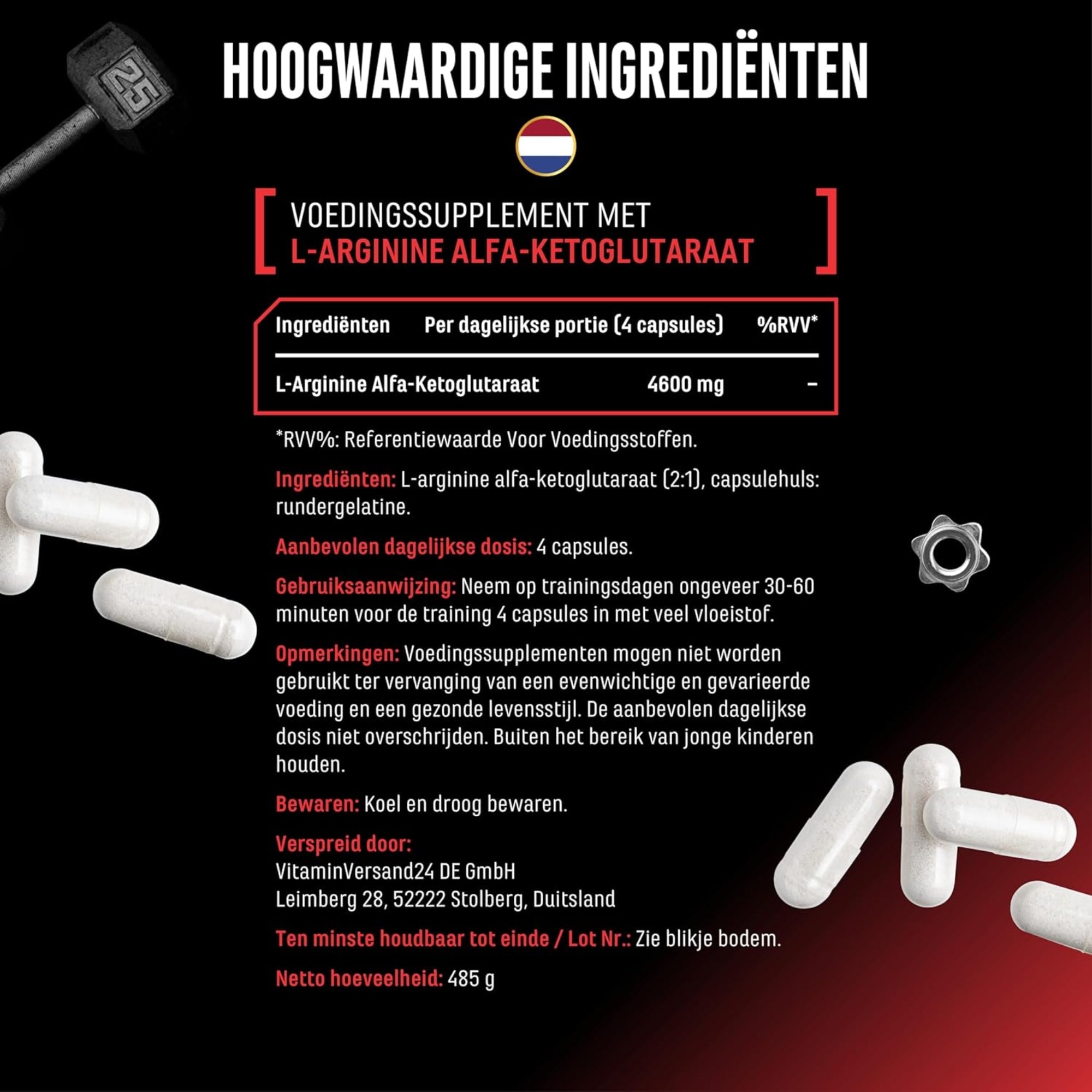 AAKG Ultra Caps (Arginin-Alpha-Ketoglutarat) 1150 mg | 365 Kapseln | German Elite Nutrition