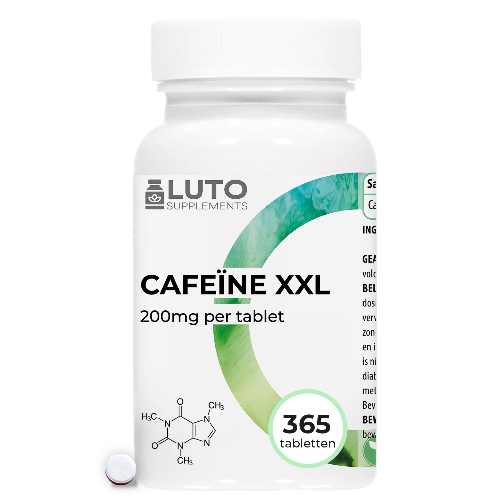 Cafeïne XXL | 200 mg watervrije cafeïne | LUTO Supplements