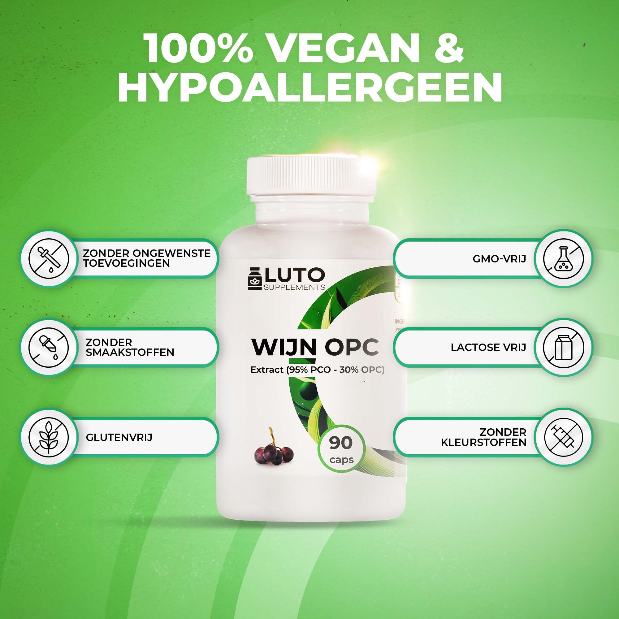 OPC Druivenpitextract (95% PCO - 30% OPC) | 90 capsules | LUTO Supplements