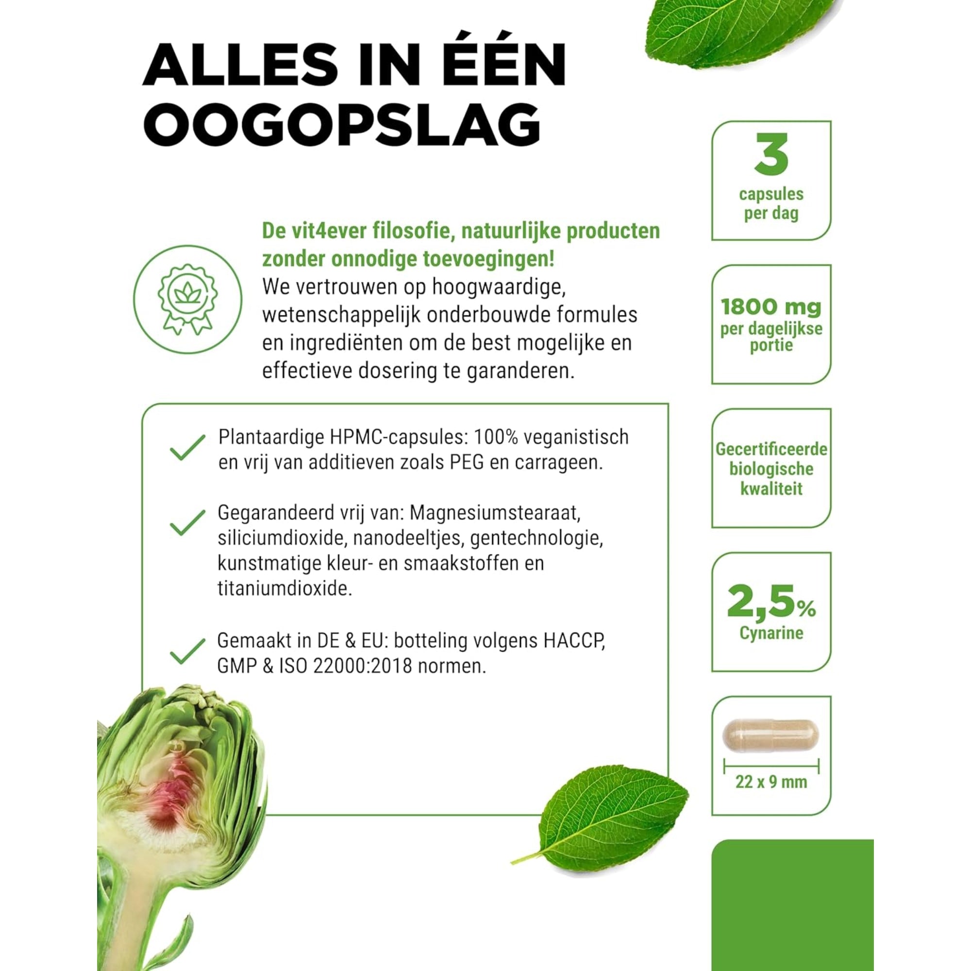 Bio-Artischockenextrakt | 240 Kapseln | Vit4ever