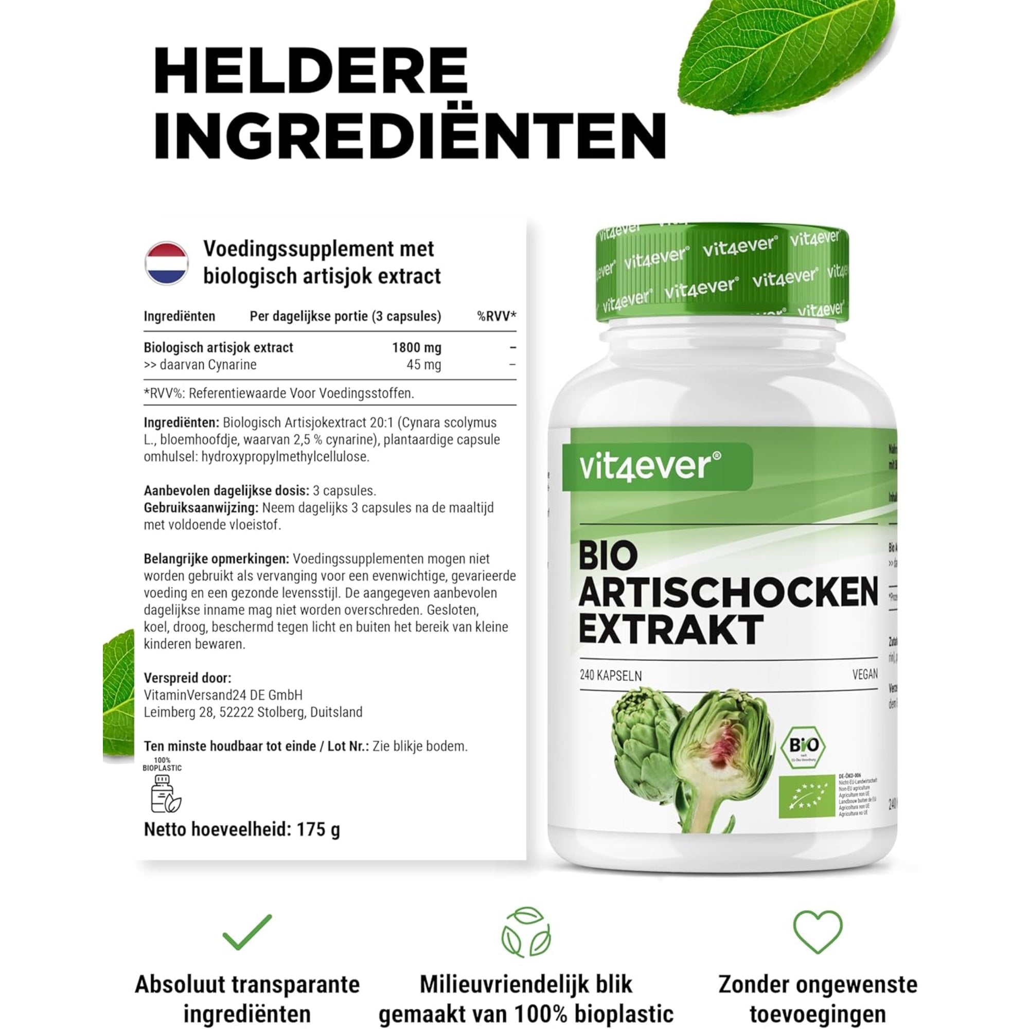 Bio-Artischockenextrakt | 240 Kapseln | Vit4ever