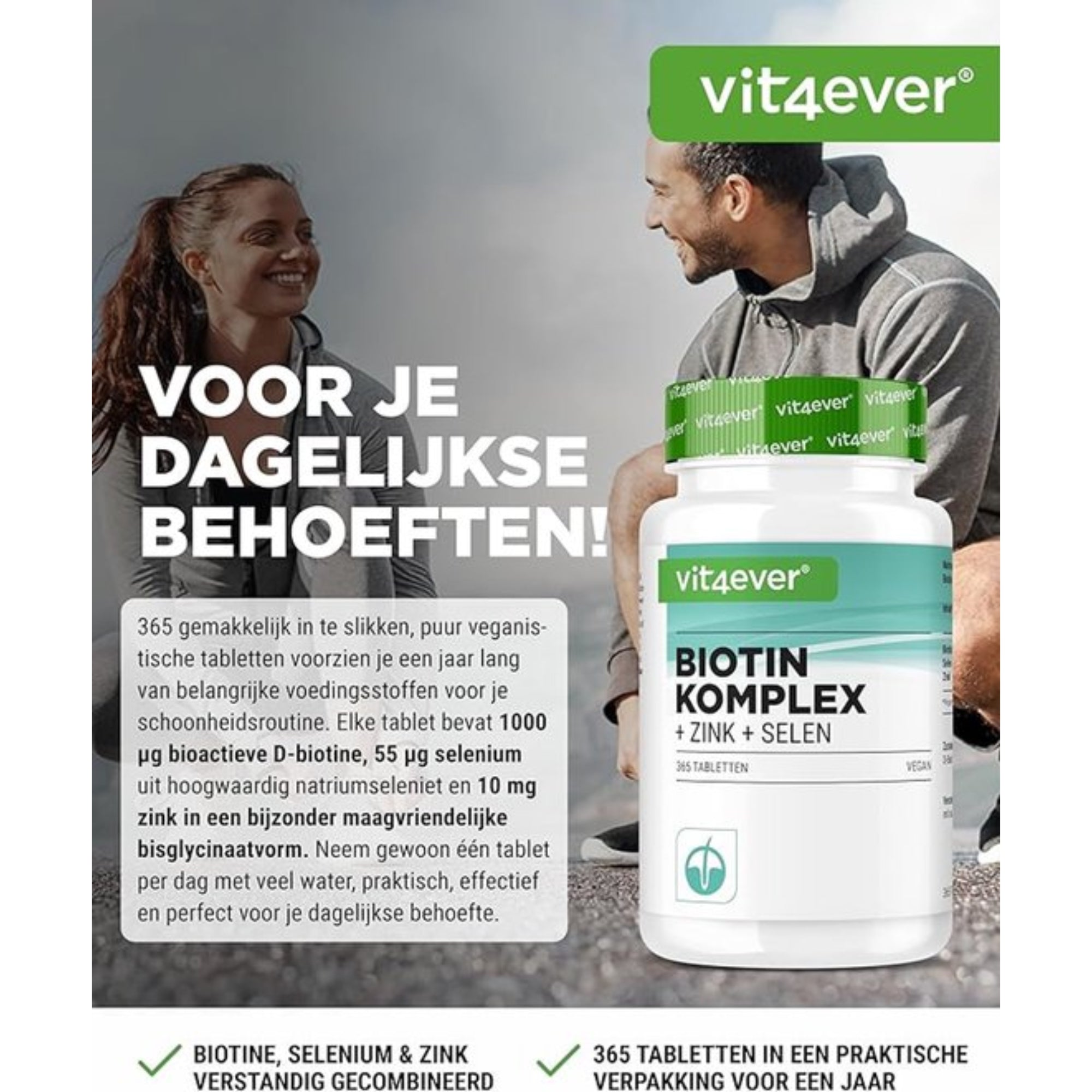 Biotine + Zink + Selenium | 365 Tabletten | Vit4ever