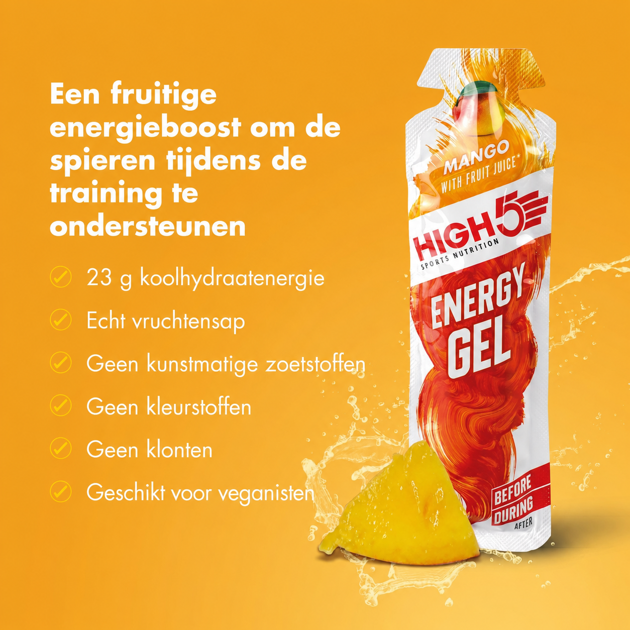 HIGH5 Energy Gel Mango - sportsupplement zonder onnodige toevoegingen