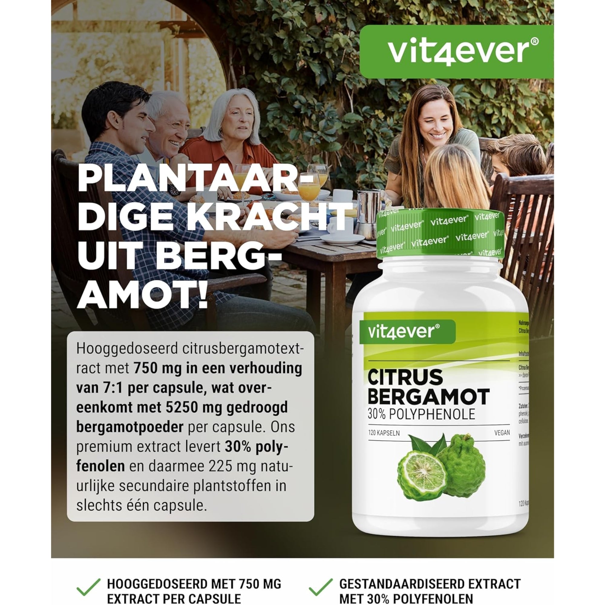 Citrus Bergamot 750mg | 120 capsules | Vit4ever