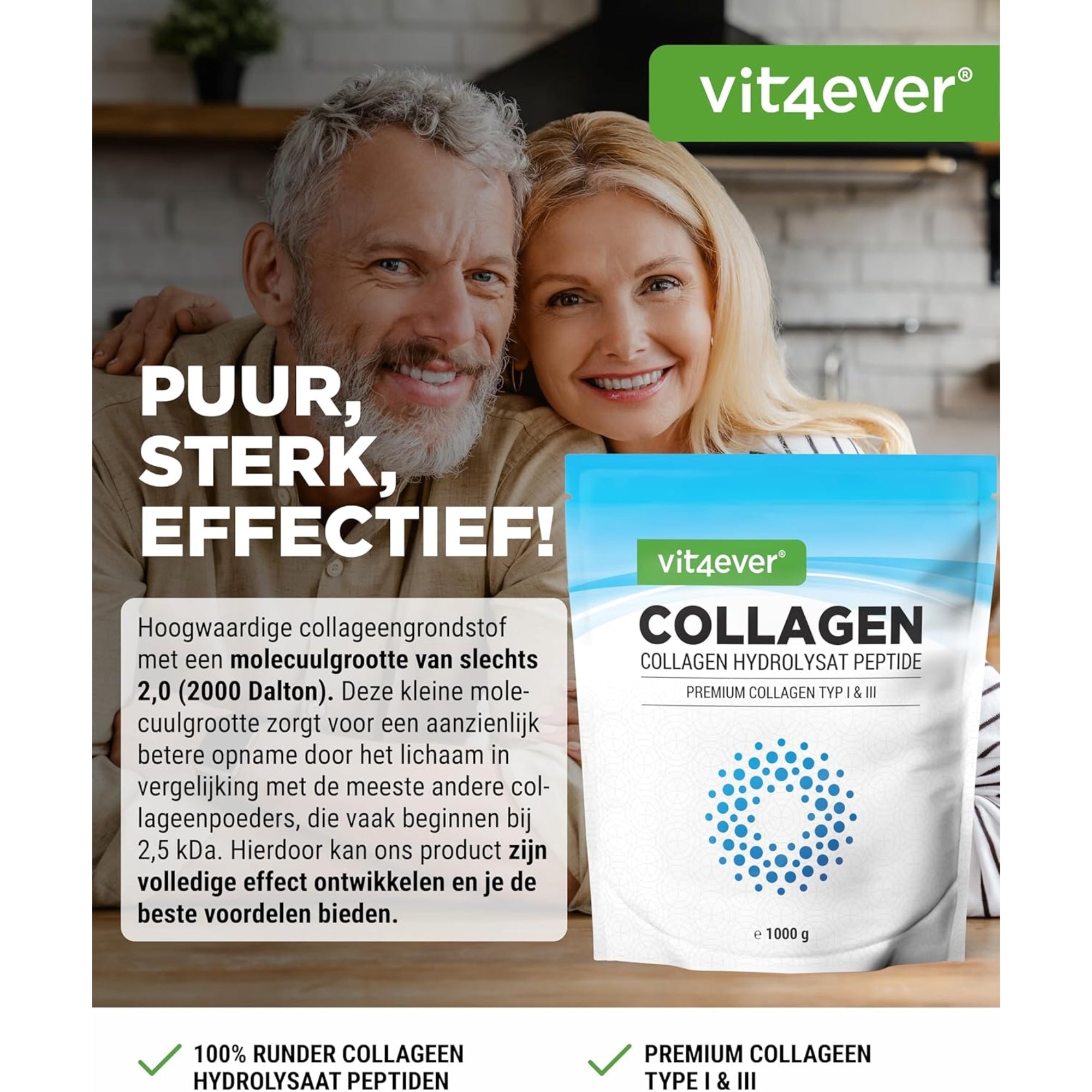 Runder Collageen Hydrolysaat Peptiden | Type I & III | Vit4ever