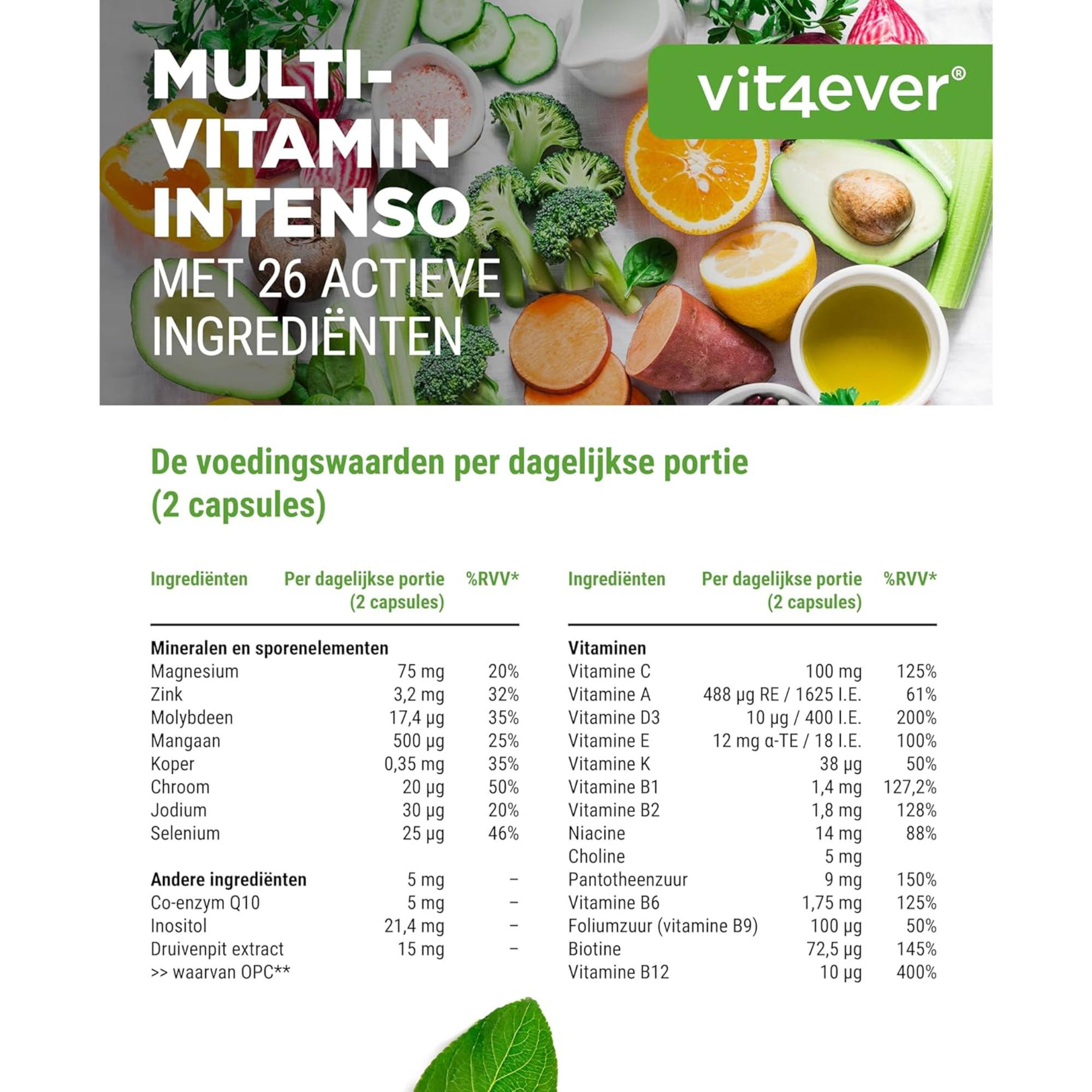 Multivitamine Intenso | 2 capsules per dag | 365 capsules | vit4ever
