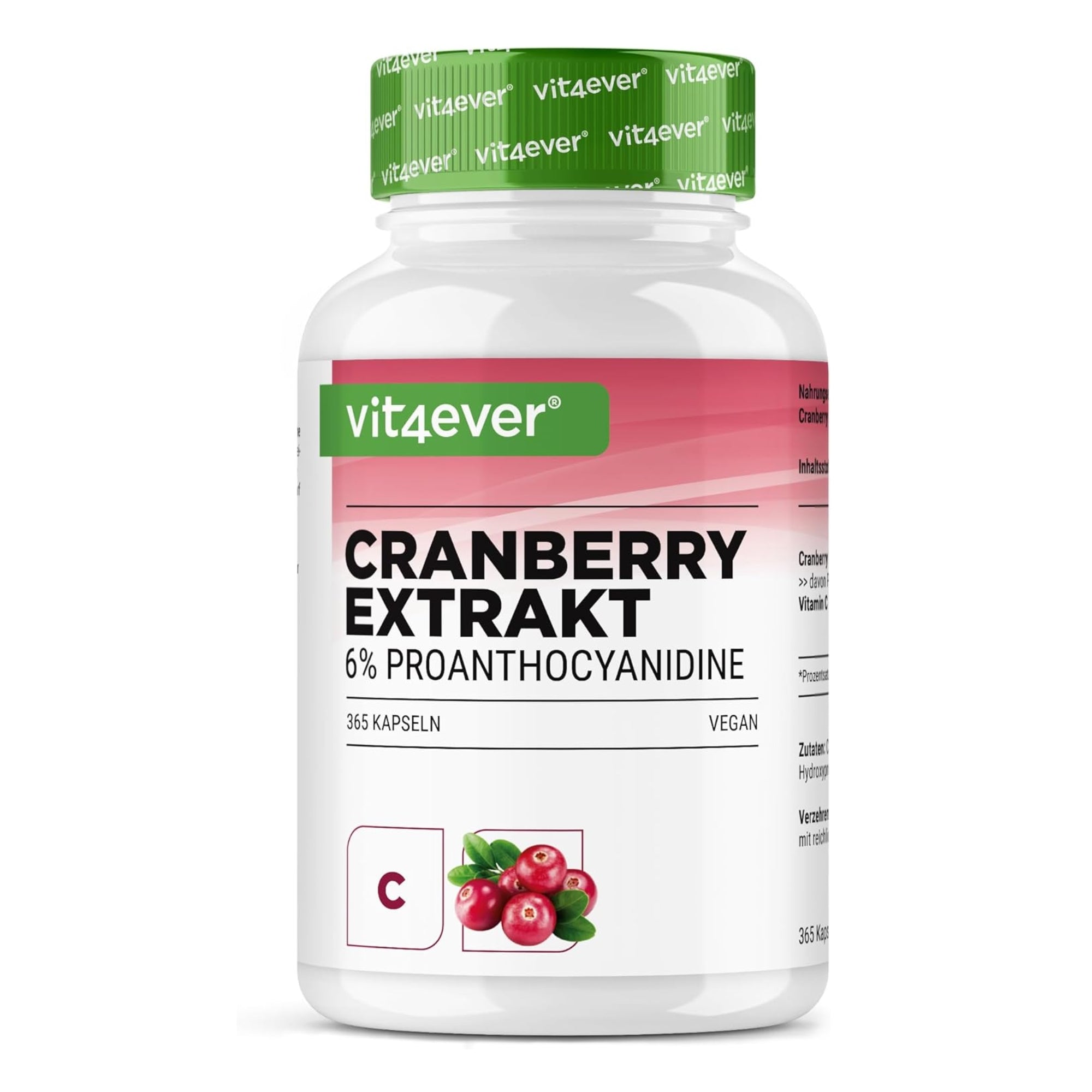 Cranberry Extract 6% Proanthocyanidine | 365 capsules | Vit4ever