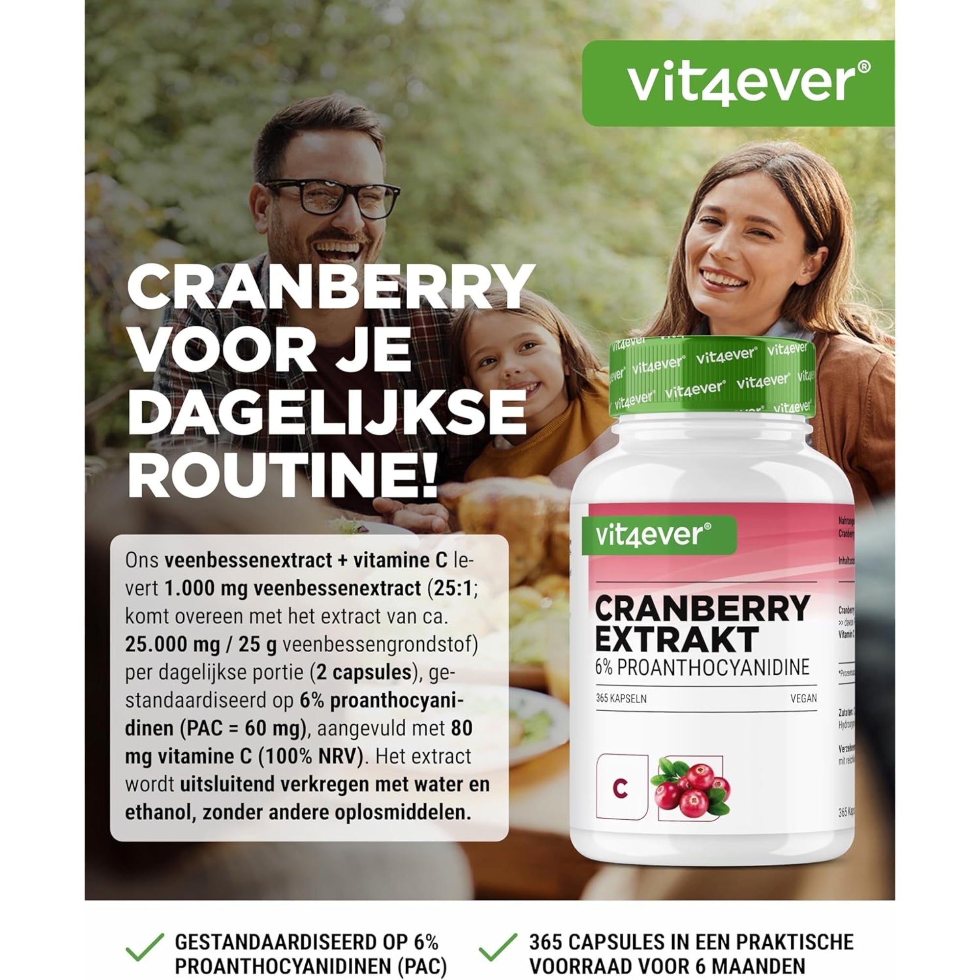 Cranberry Extract 6% Proanthocyanidine | 365 capsules | Vit4ever