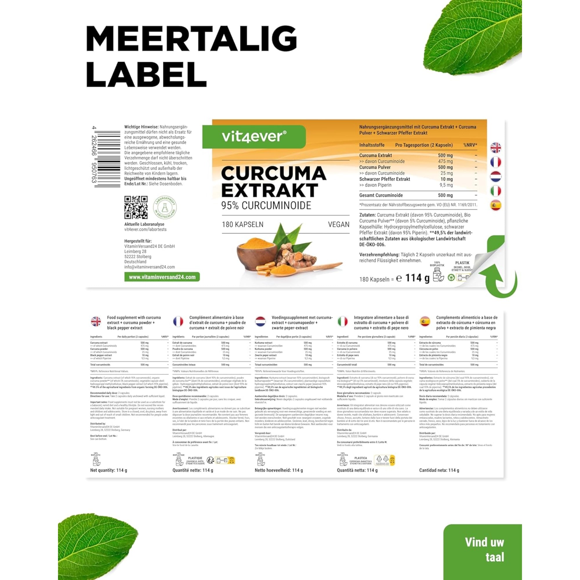 Kurkuma extract intens label Vit4ever