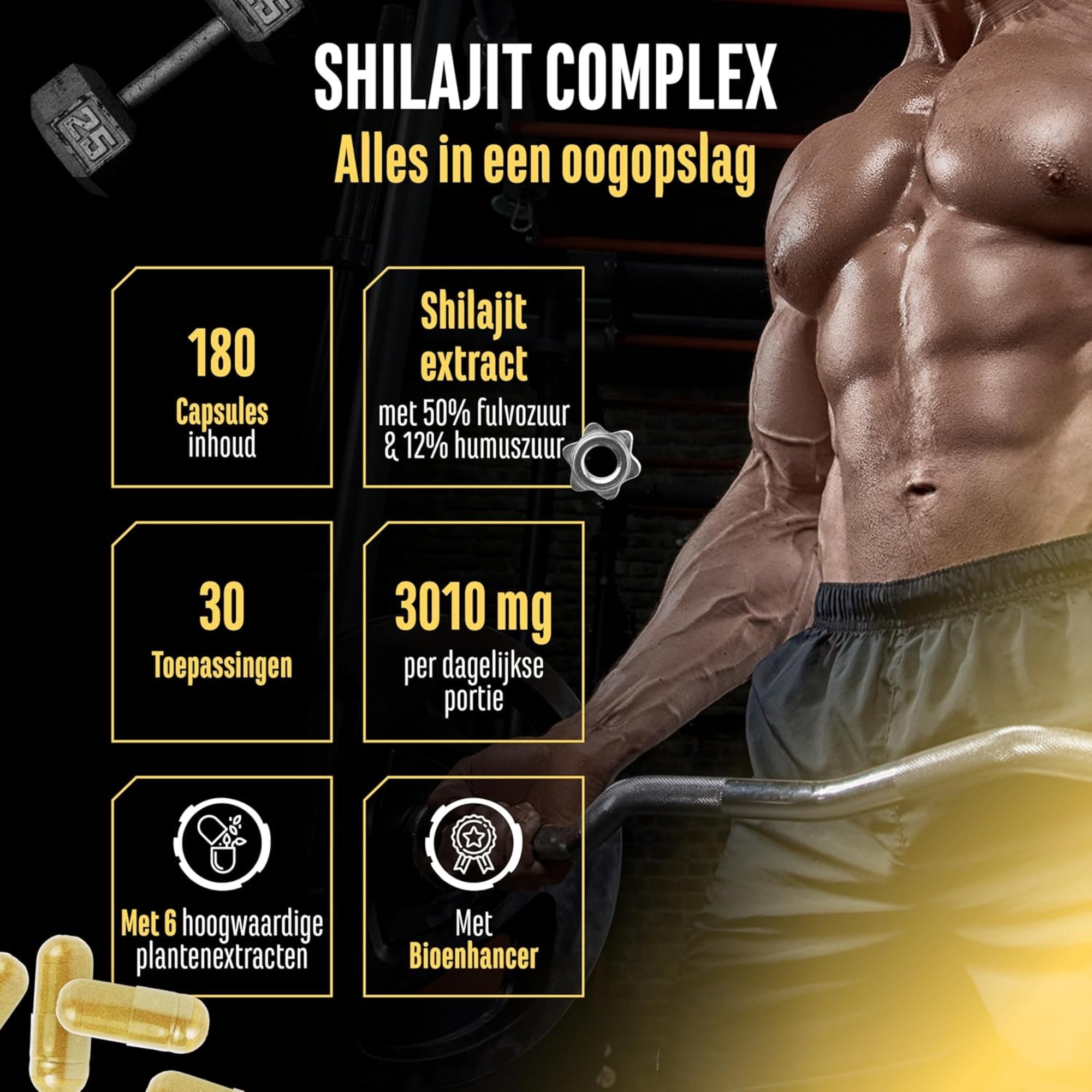 Shilajit Complex (Shilajit, Triphala, Tulsi, Ginseng, Schisandra & Piperine) | 180 capsules | German Elite Nutrition