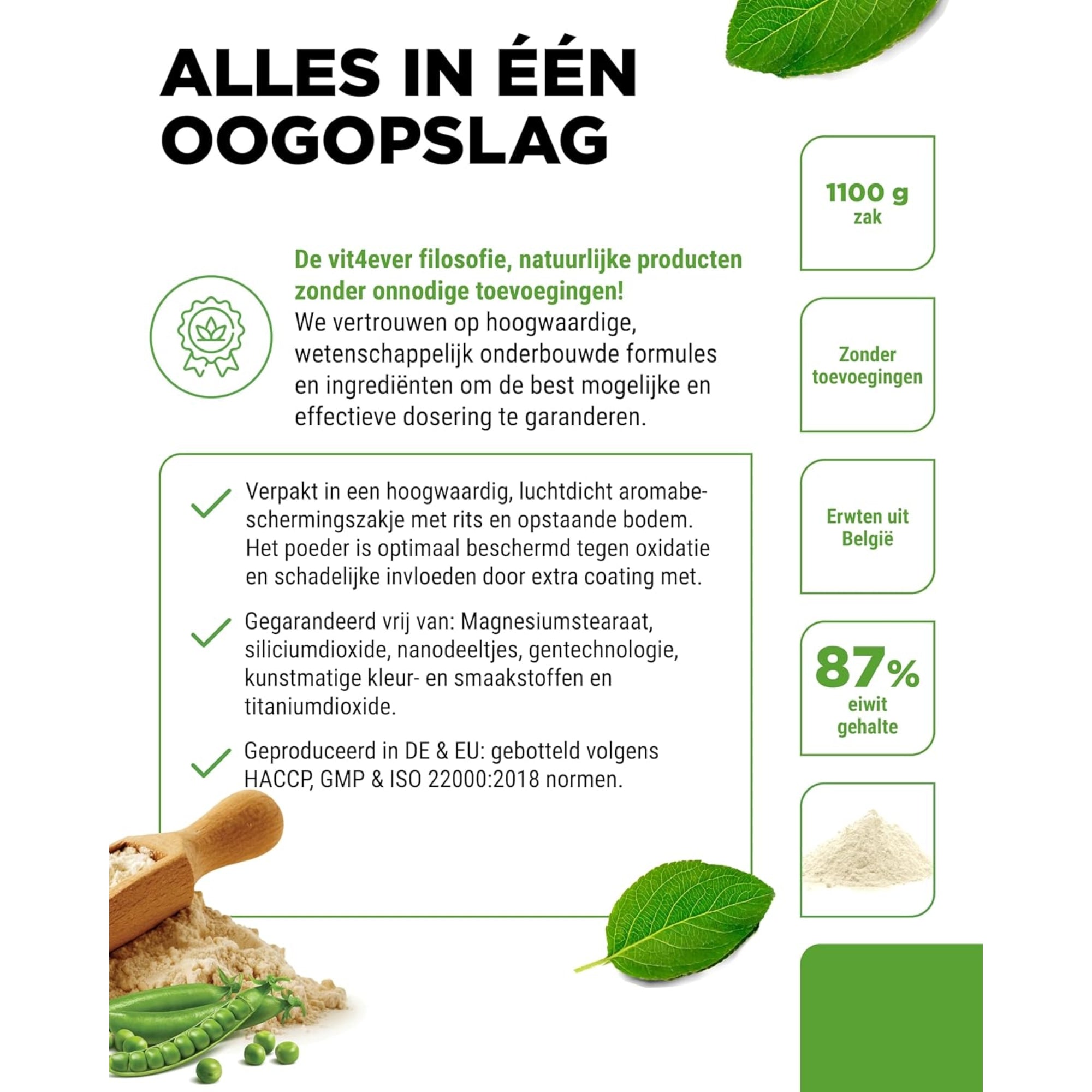 Erbsenproteinpulver | 1,1 kg | Vit4ever