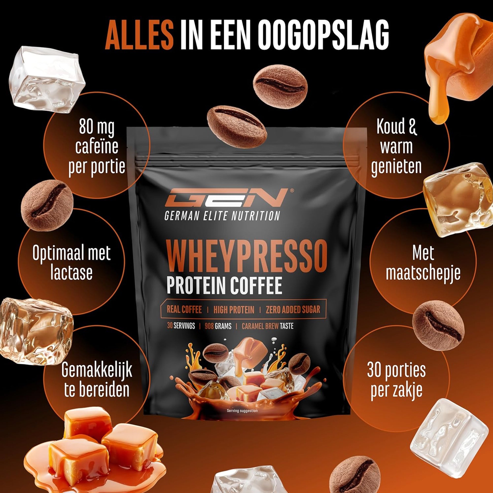 German Elite Nutrition Wheypresso Protein Coffee - sportsupplement voor dagelijkse inname