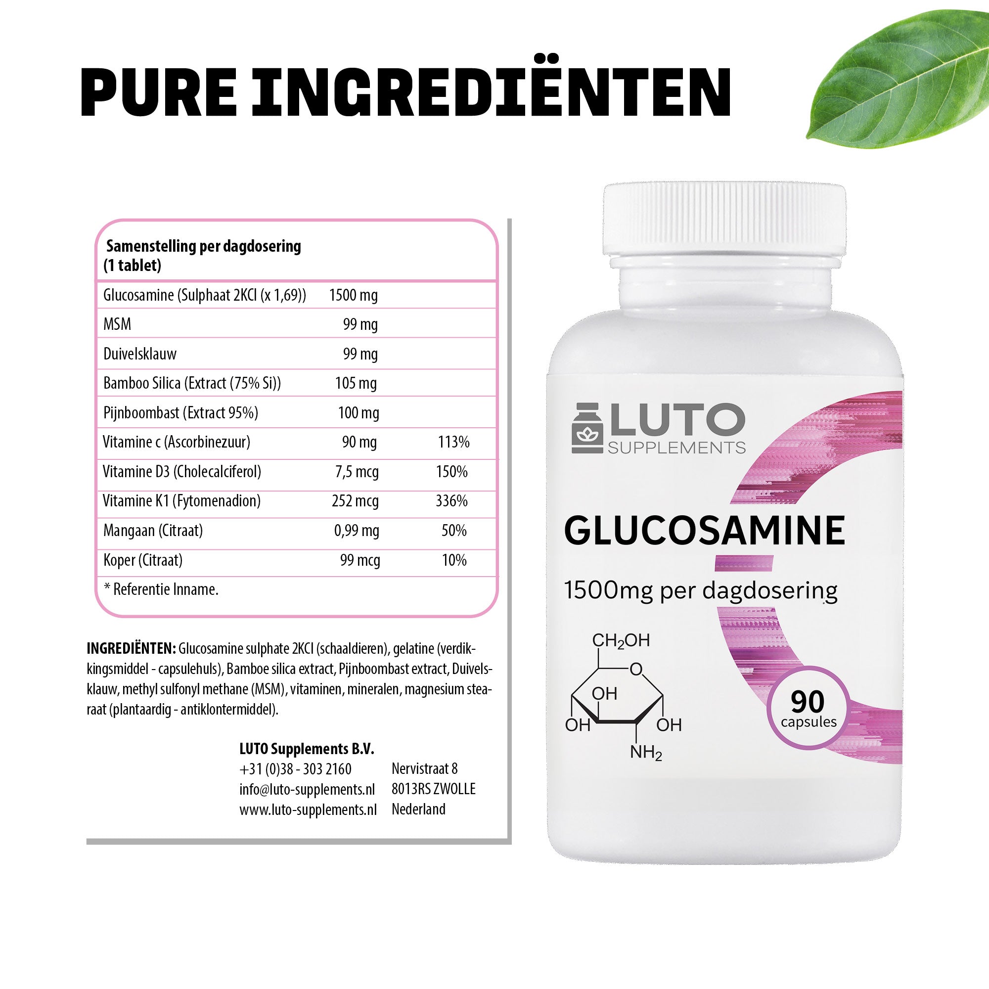 Glucosamine 1500mg | 90 capsules | LUTO Supplements
