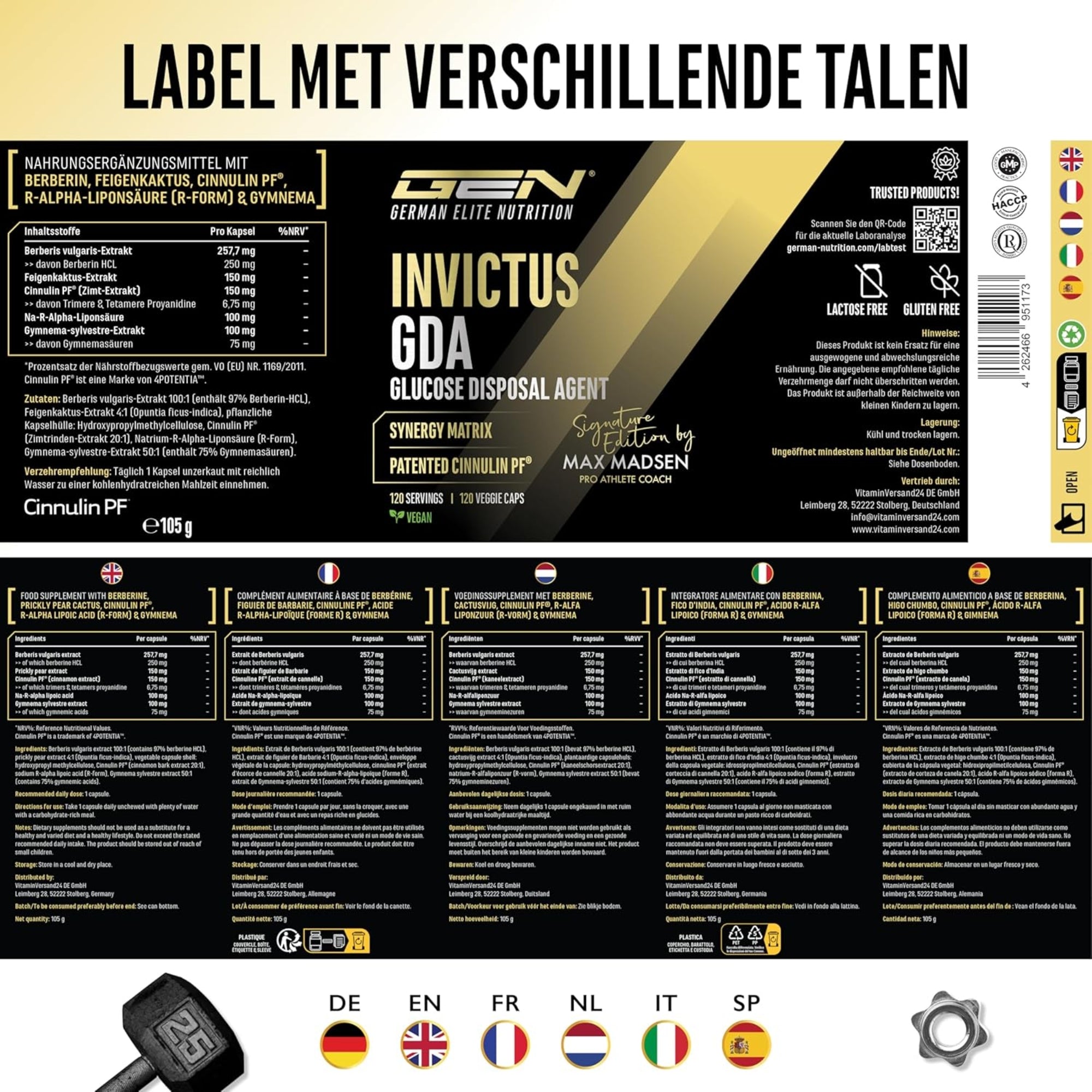 Invictus GDA (Glukoseformel) | 120 Kapseln | German Elite Nutrition