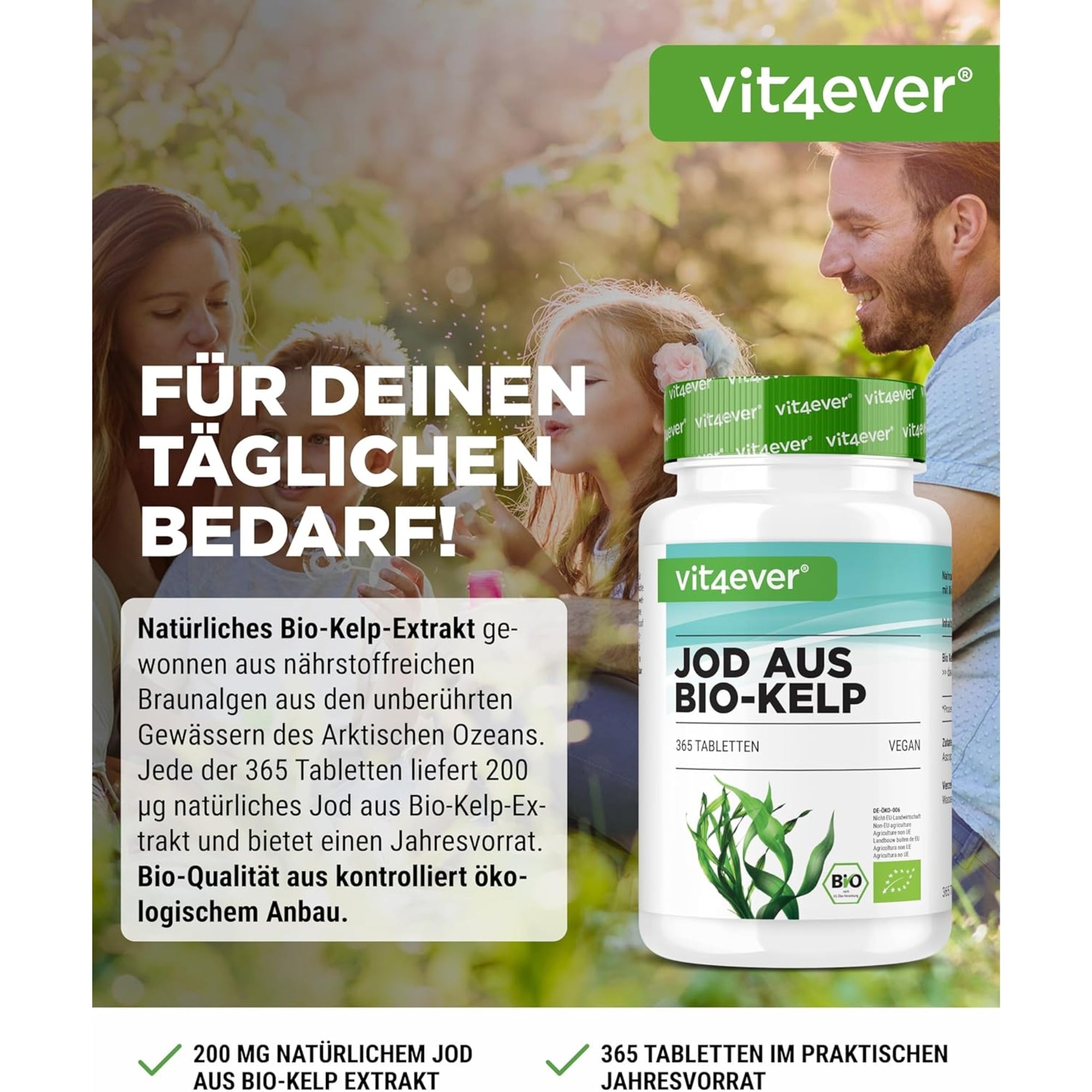 Jodium uit Bio Kelp 200µg | 365 tabletten | Vit4ever