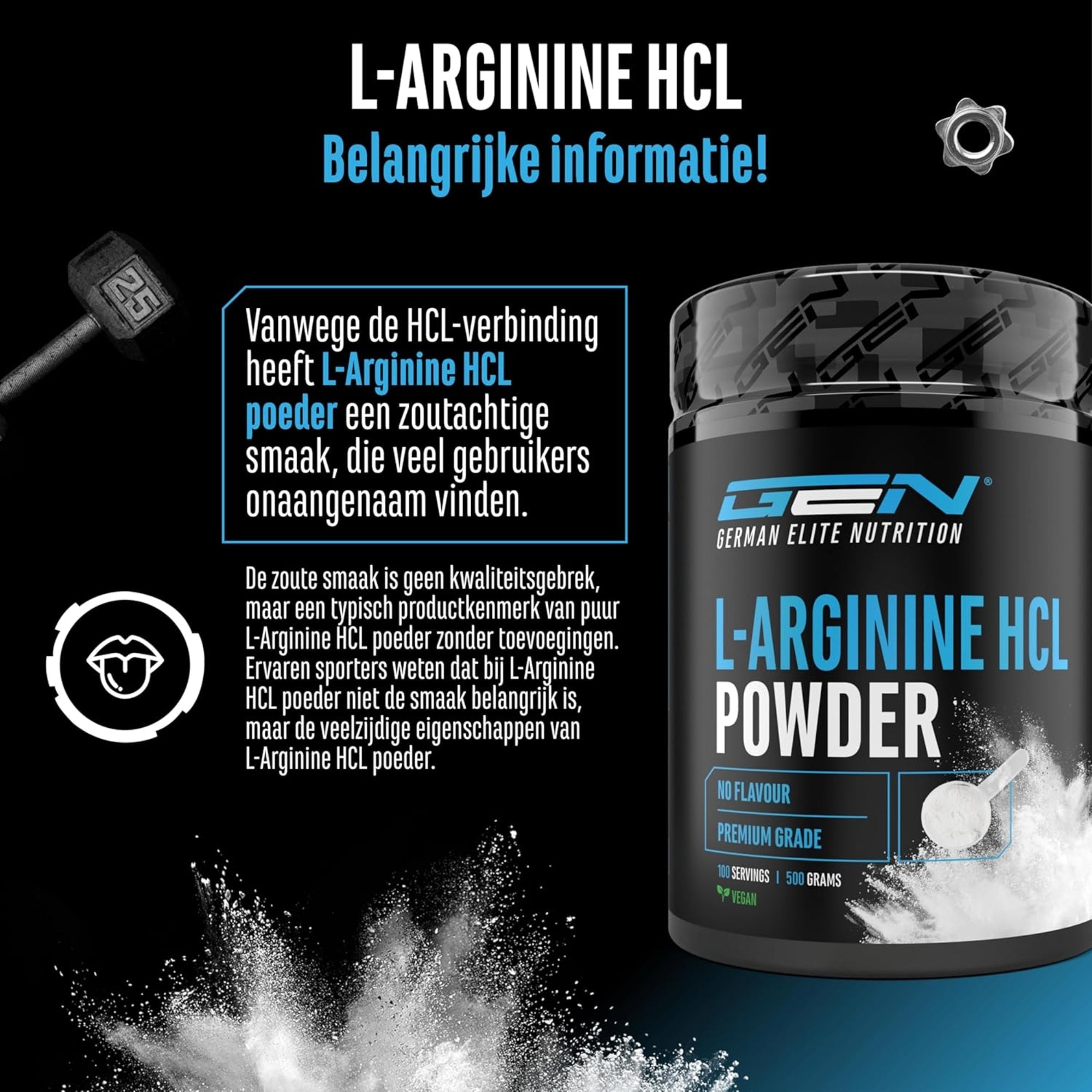 L-arginine HCL poeder GEN belangrijke informatie