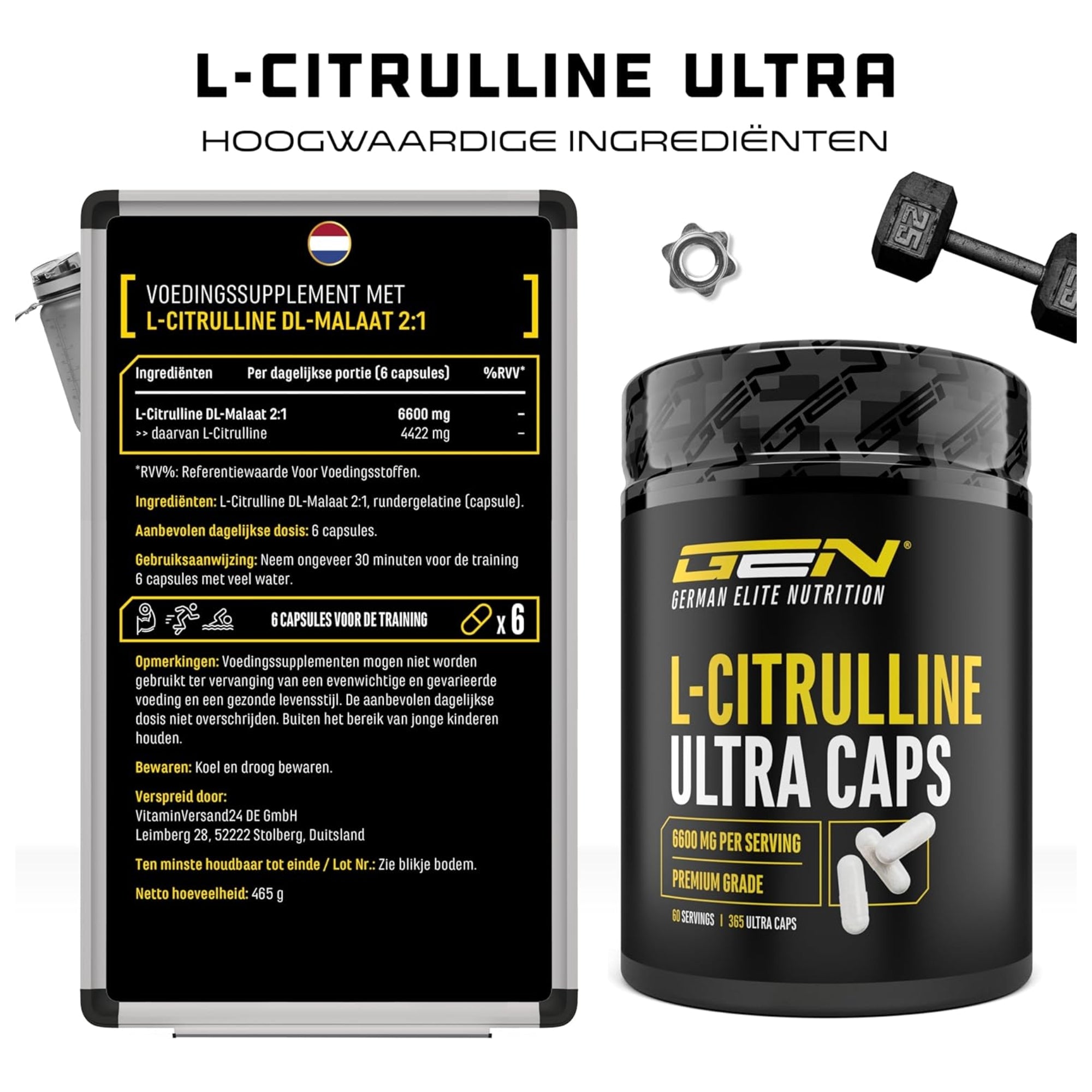 L-Citrulline Ultra Caps 6600mg | 365 capsules | German Elite Nutrition