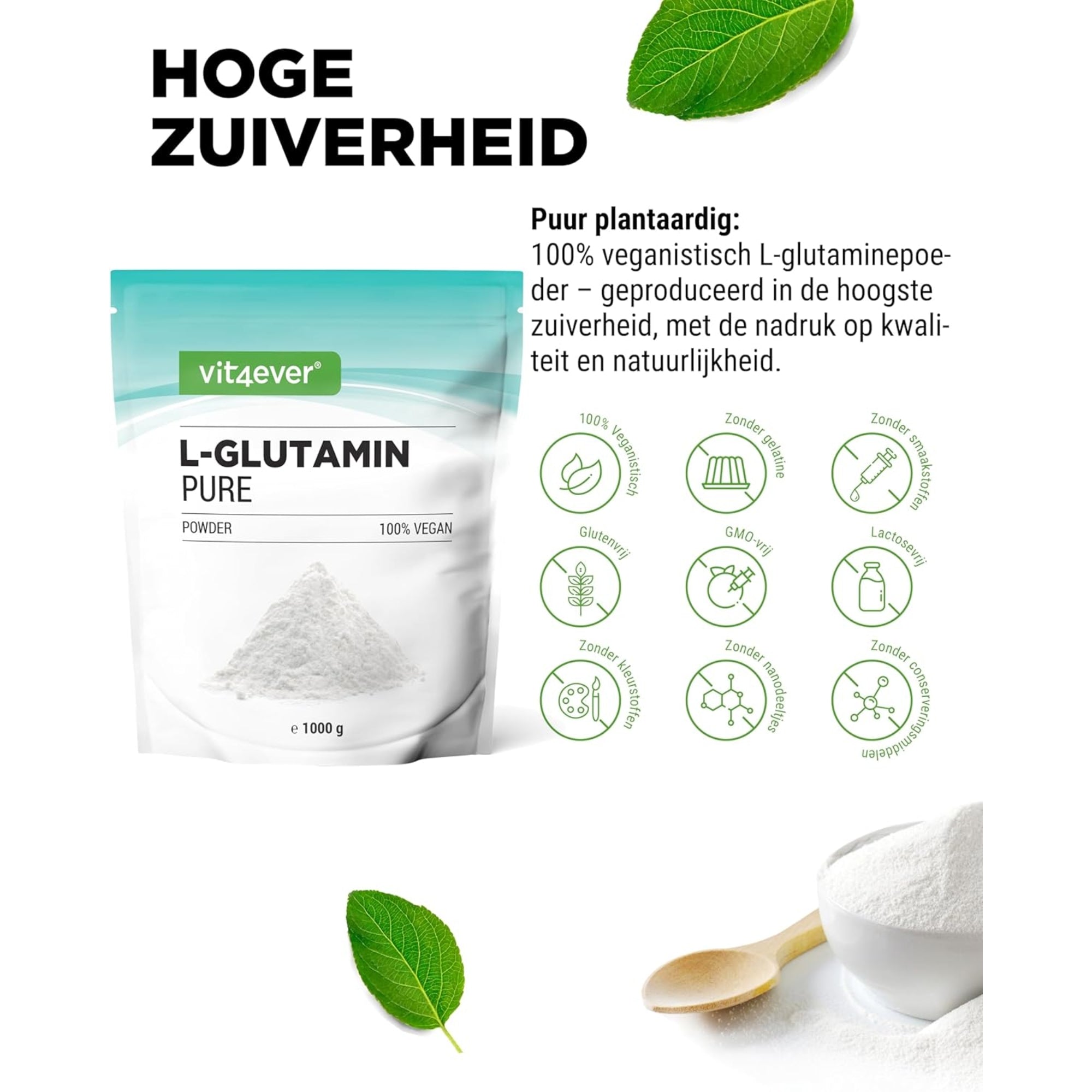 L-Glutamin-Pulver 6000 mg + Vitamin B6 | 1000 g | Vit4ever