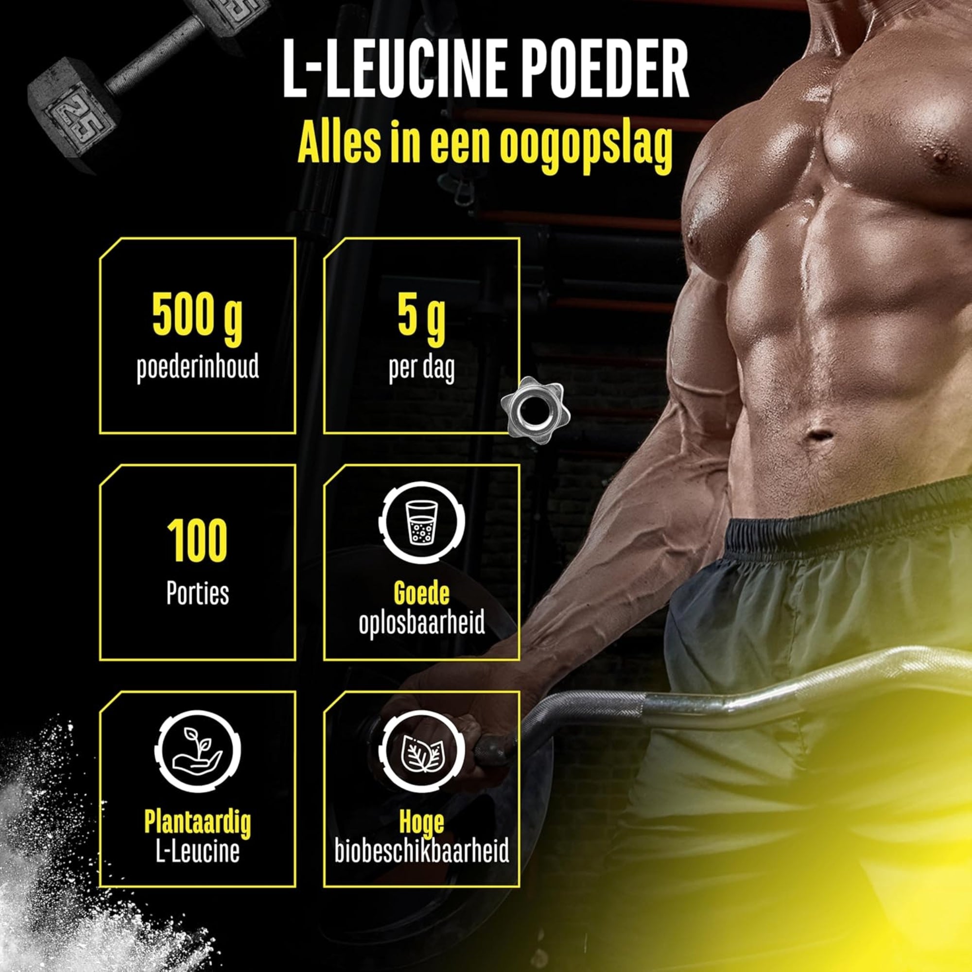 L-Leucine poeder 5000mg | 500g | German Elite Nutrition