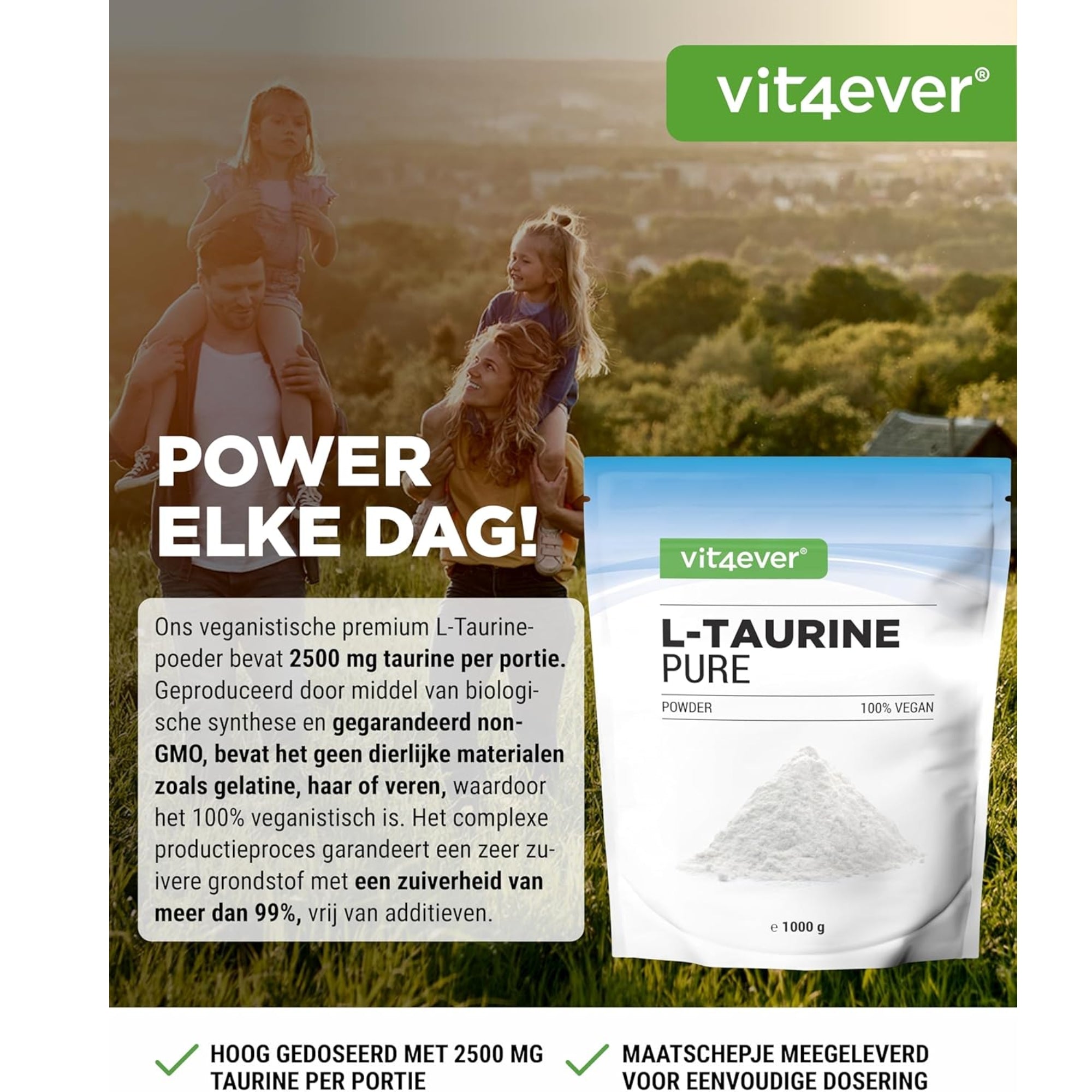 Taurine Poeder 2500 mg | 1000g | Vit4ever