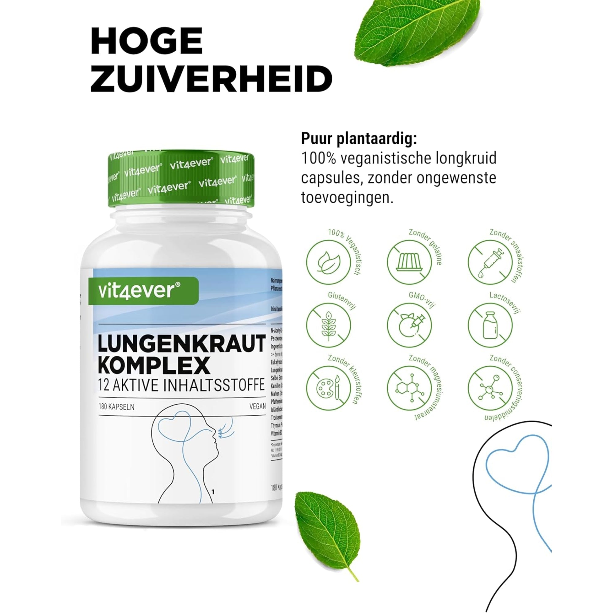 Longkruid Luchtwegencomplex met NAC & kruiden | 180 caps | Vit4ever