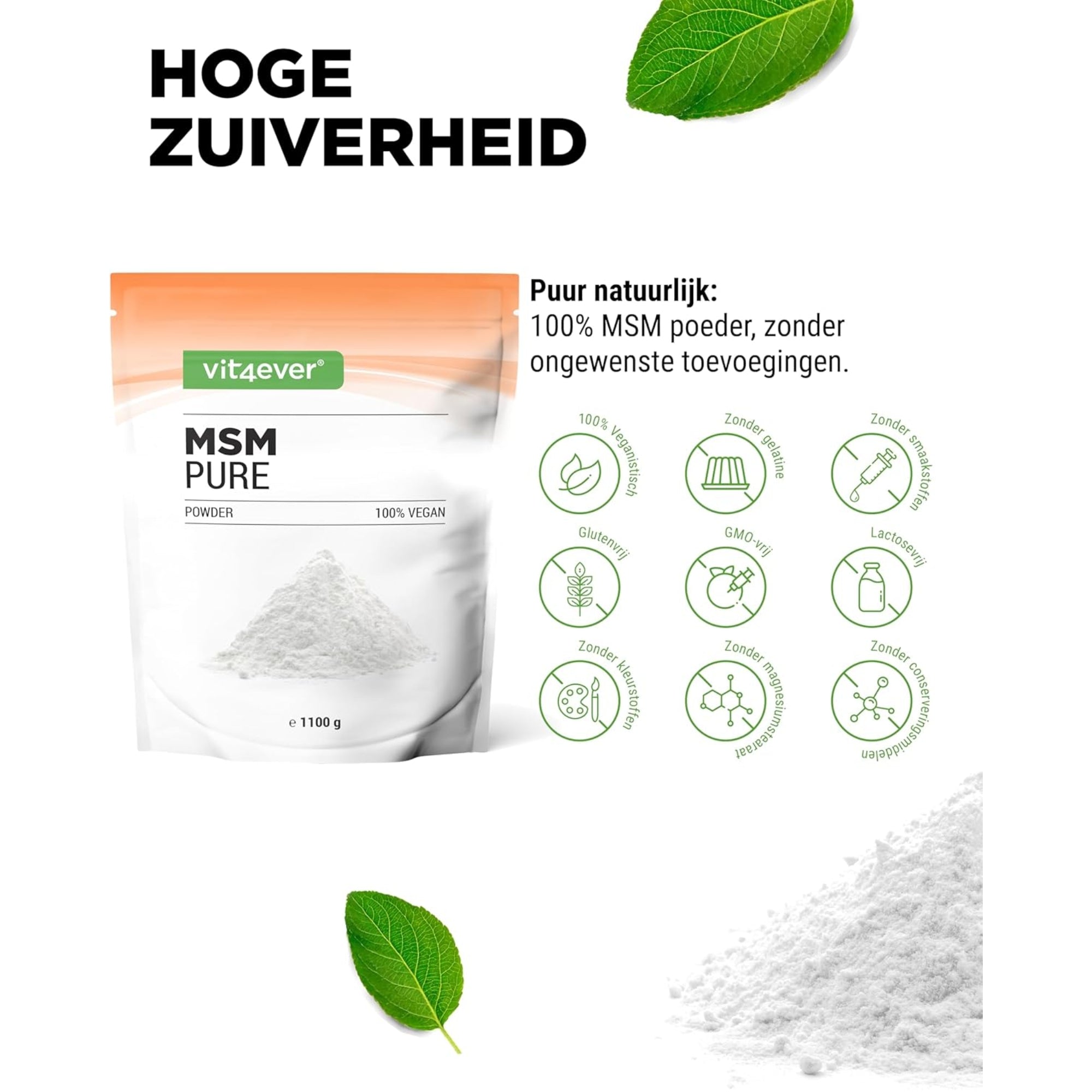 MSM-Pulver | Methylsulfonylmethan | 1,1 kg | 99,9 % rein | Vit4ever