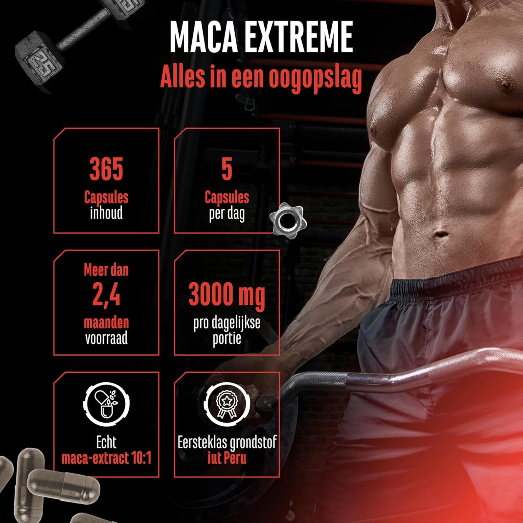 Maca Extreme (Maca-Extrakt 10:1, 600 mg) | 365 Kapseln | German Elite Nutrition
