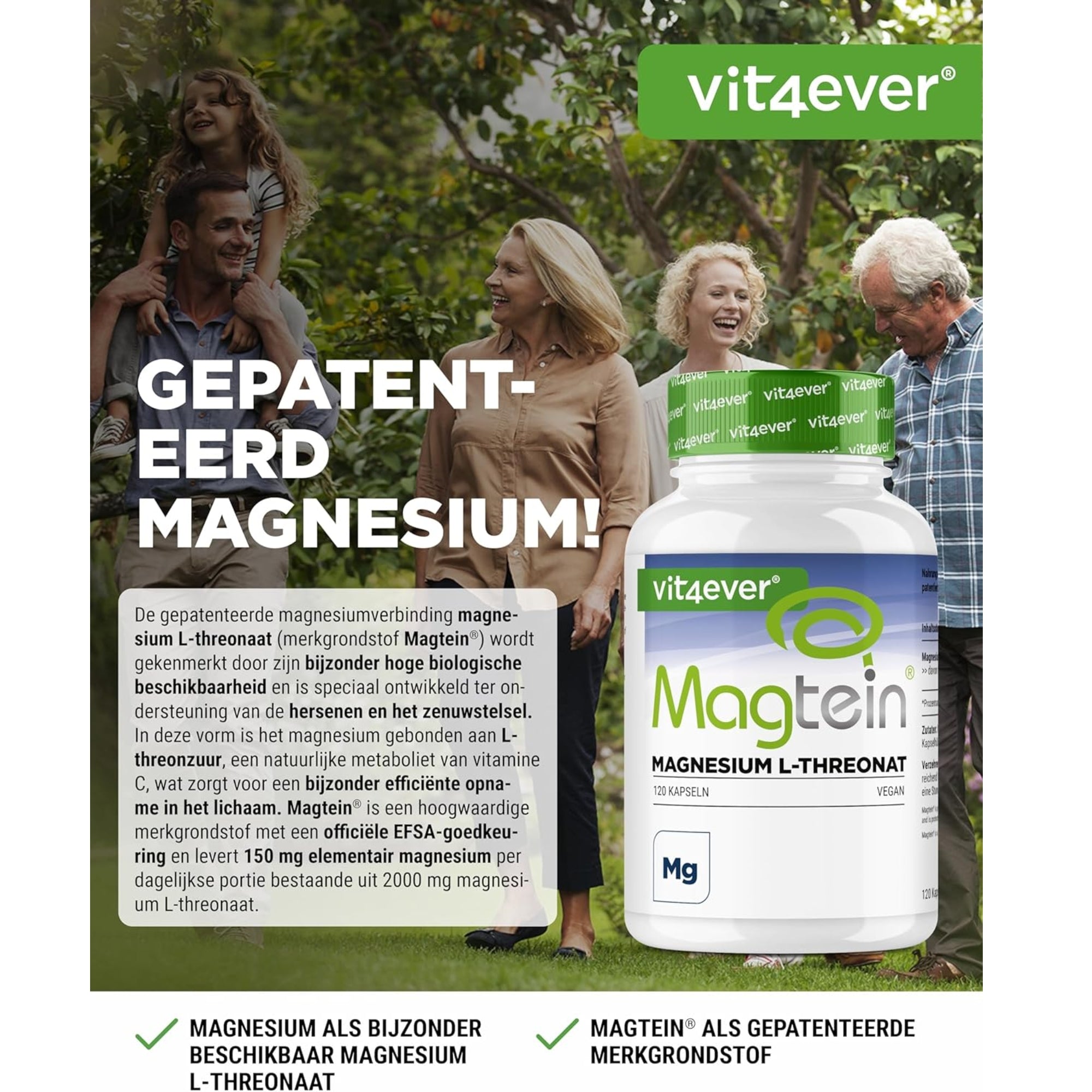Magtein® Magnesium L-Threonaat | 120 capsules | Vit4ever