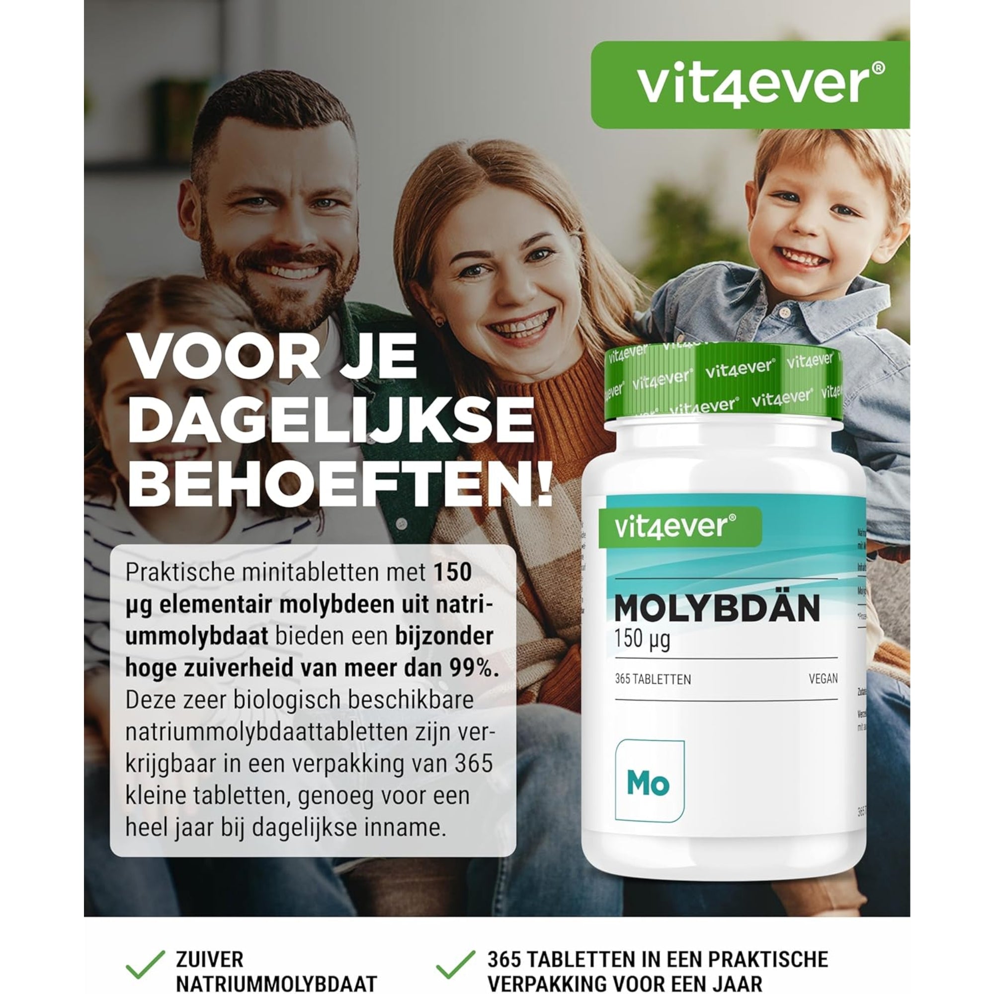 Molybdeen 150 µg | 365 tabletten | Vit4ever