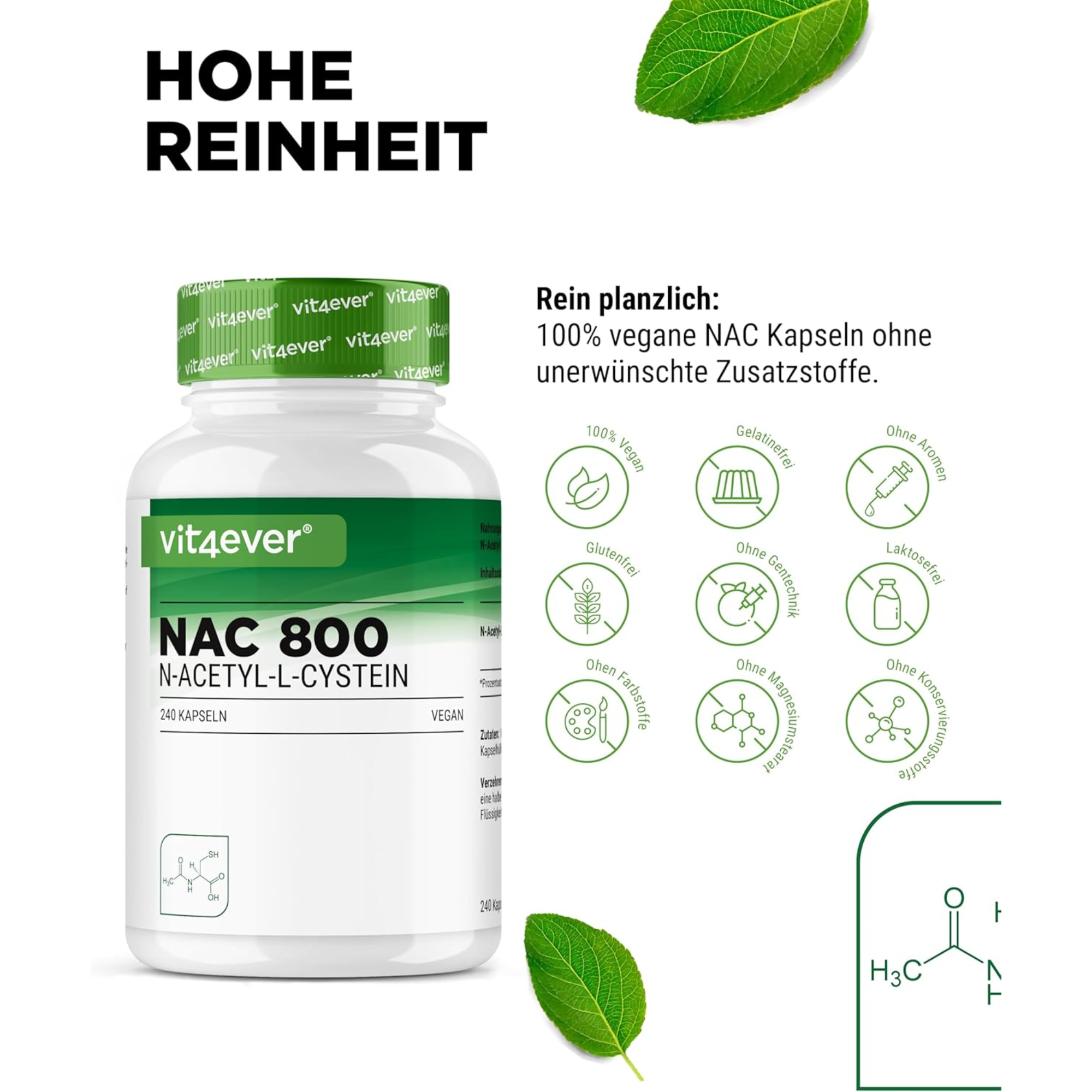 NAC N-Acetyl L-Cysteine 800mg | 240 Capsules | Vit4ever