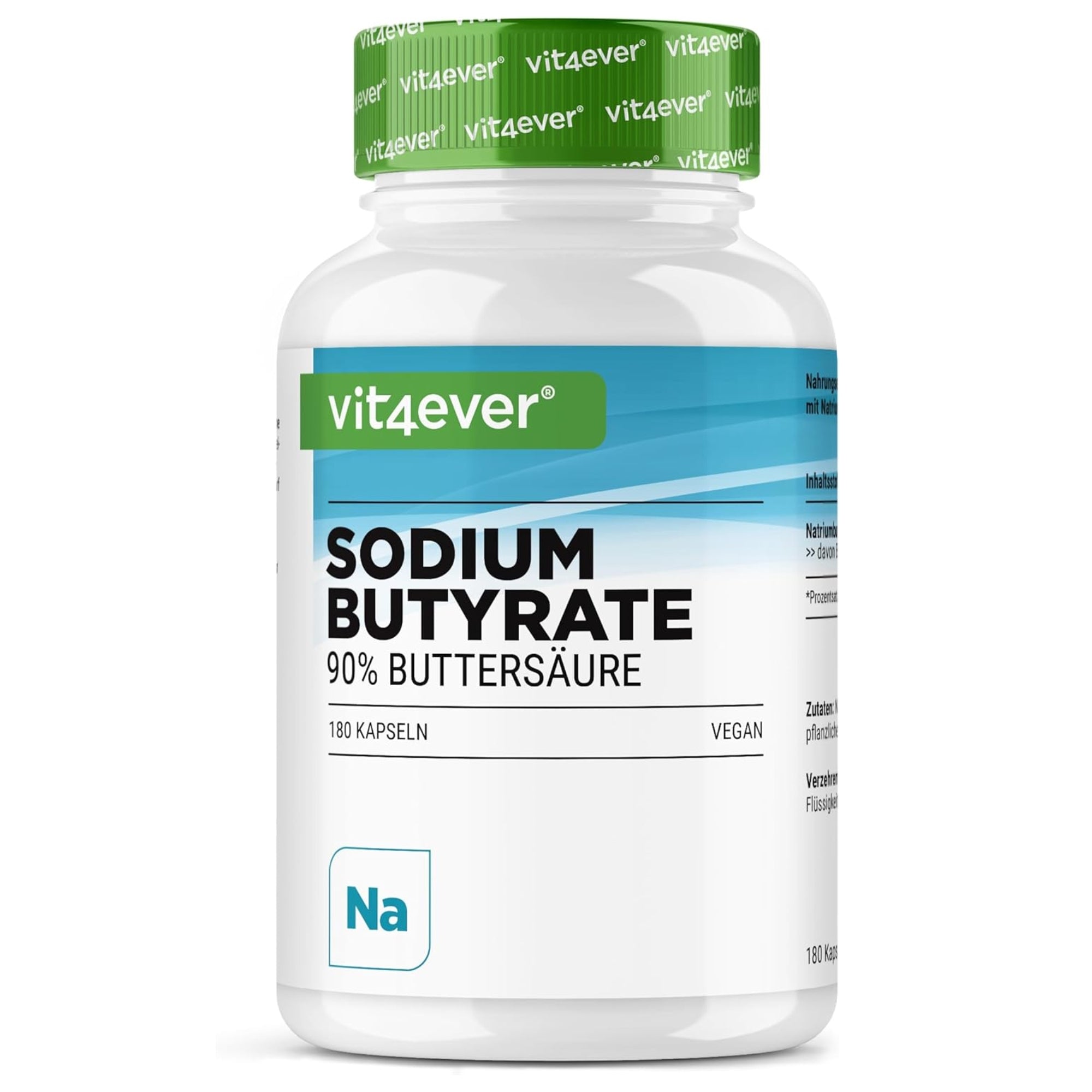 Natriumbutyraat (Butaanzuur) 90% | 180 capsules | Vit4ever