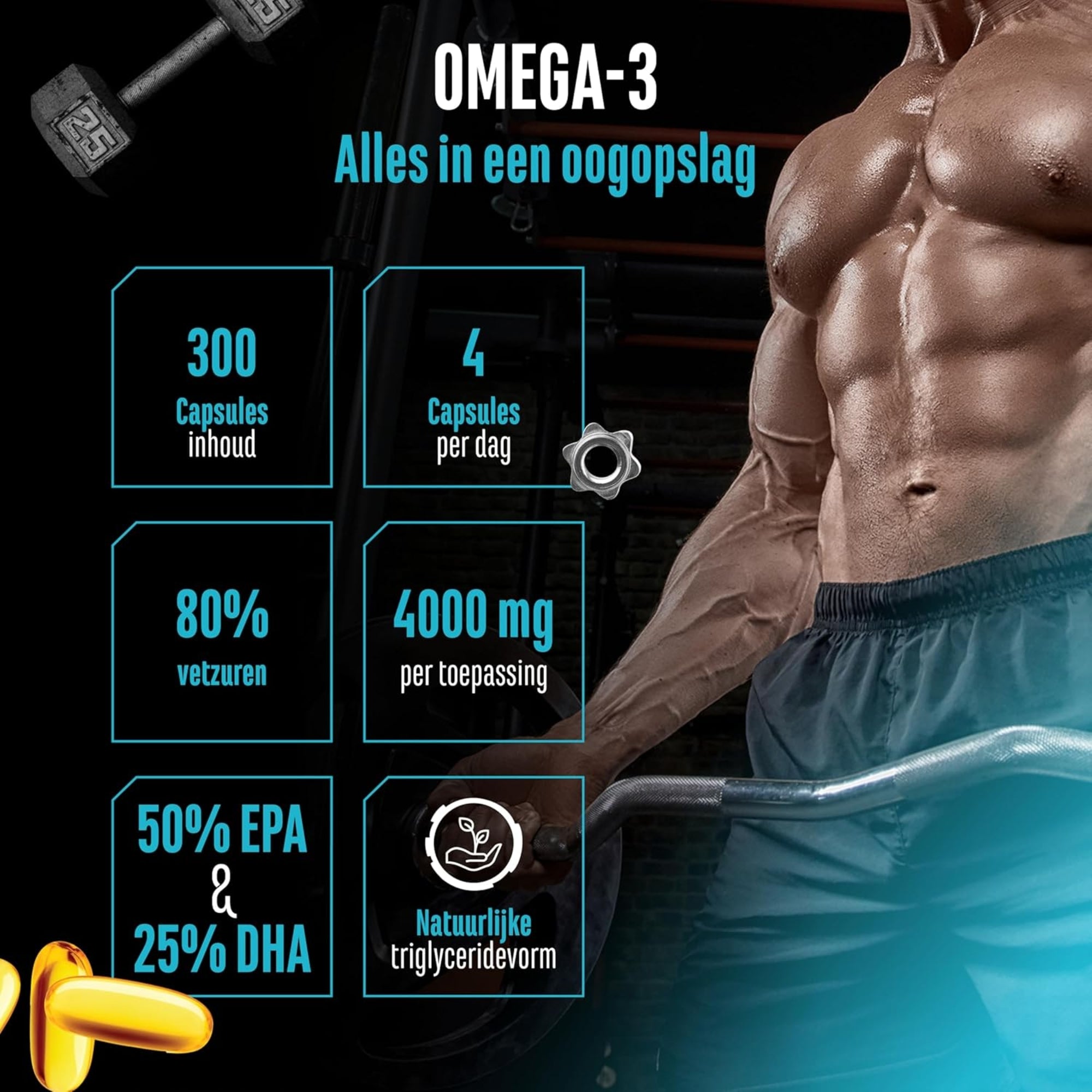 Omega-3 Ultra Caps (EPA & DHA in triglyceridenvorm) 4000mg | 300 softgels | German Elite Nutrition