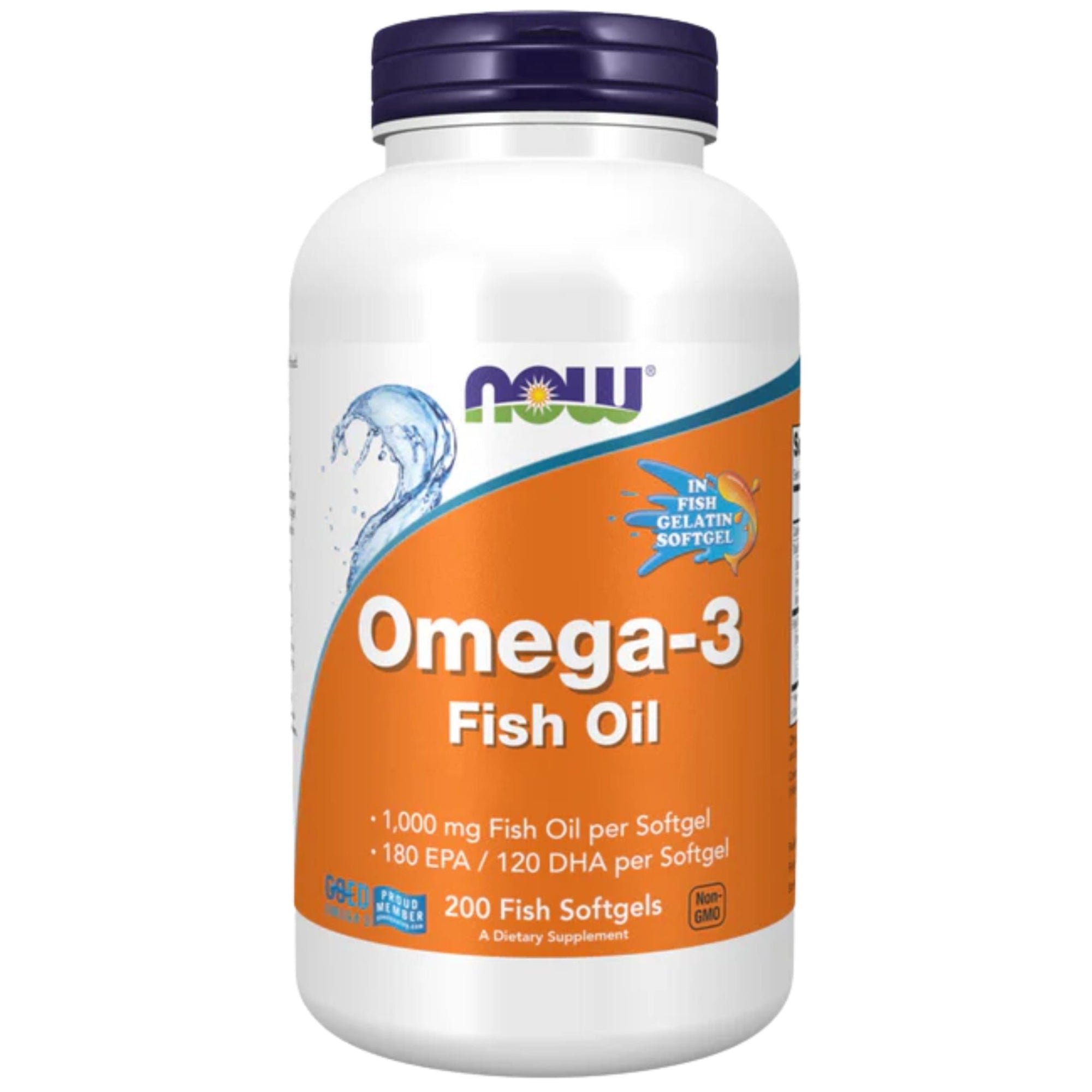 Omega-3 visolie moleculair gedistilleerd 360mg EPA + 240mg DHA | 200 softgels | NOW Foods