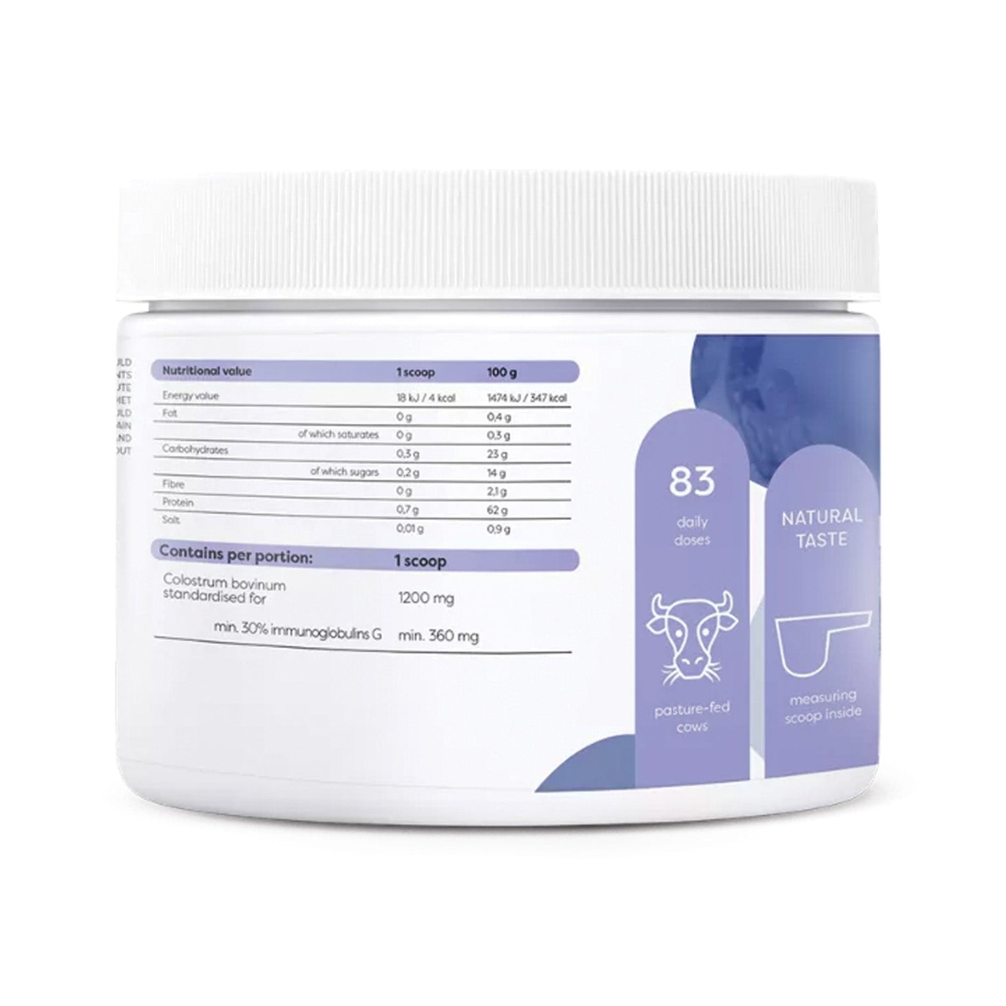 Voedingswaarden Osavi Colostrum Poeder - colostrum bovinum met 30% immunoglobulinen G, 83 porties