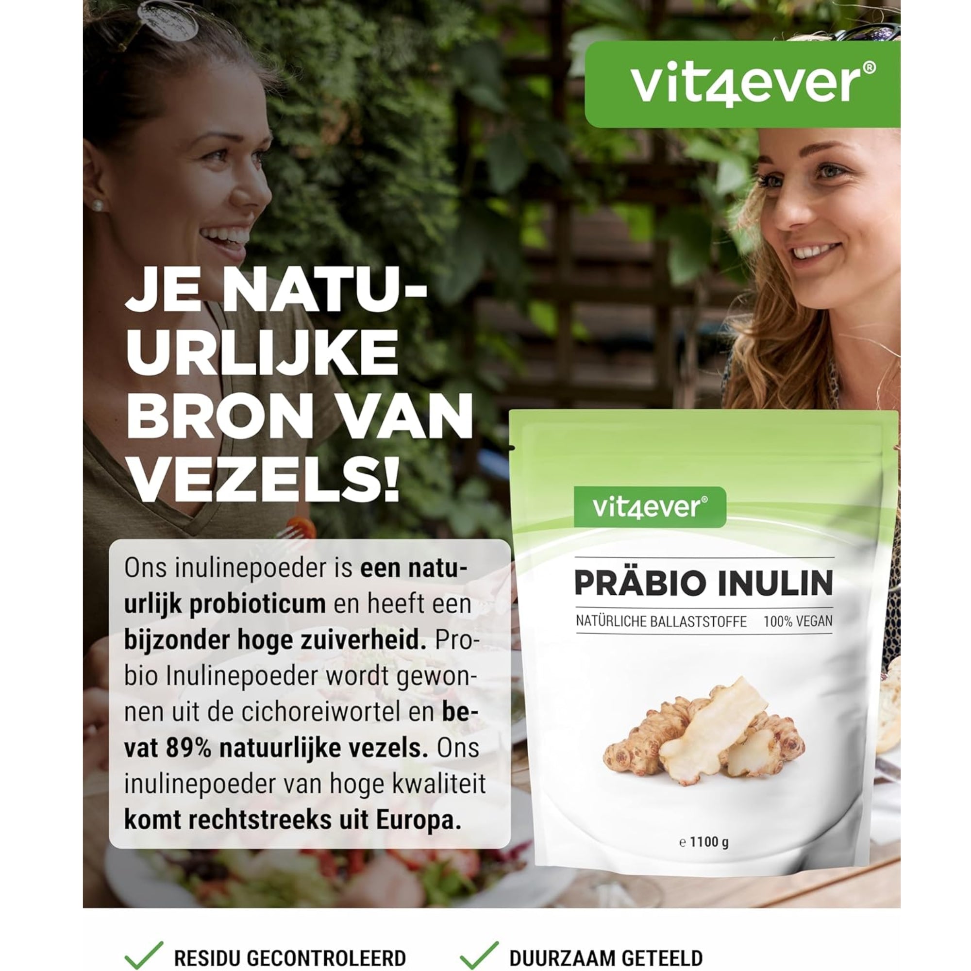 Inuline poeder (uit cichoreiwortel) 1,1kg | Vit4ever